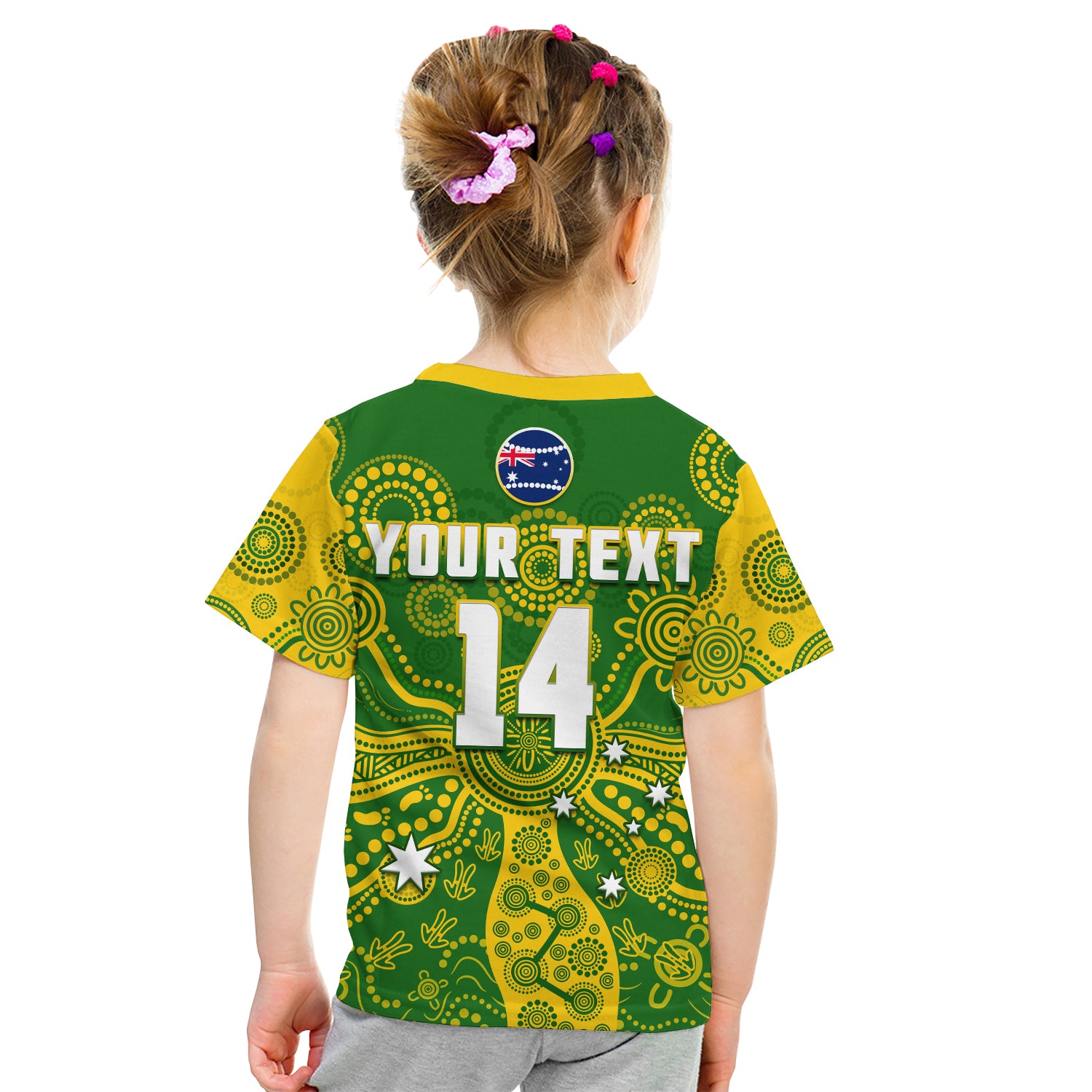 (Custom Text And Number) Cricket Australia T Shirt KID Aussie 2022 Indigenous Special Version 2 - Vibe Hoodie Shop