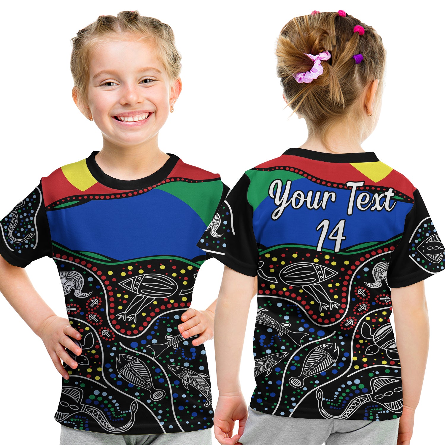 (Custom Text And Number) NAIDOC Week T Shirt KID National Aborigines And Torres Strait Islander Animals Aboriginal Art - Vibe Hoodie Shop