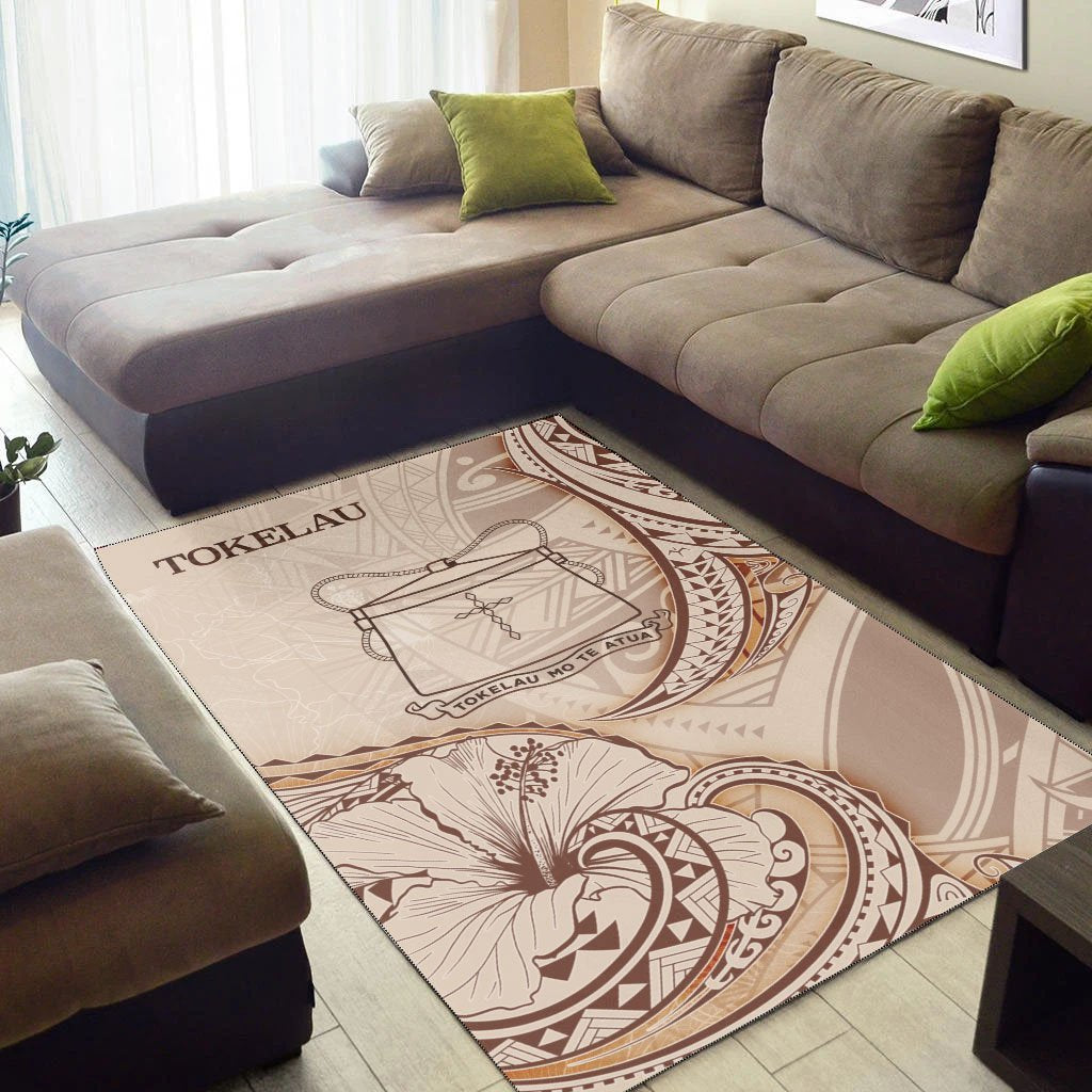 Tokelau Area Rug - Hibiscus Flowers Vintage Style - Vibe Hoodie Shop