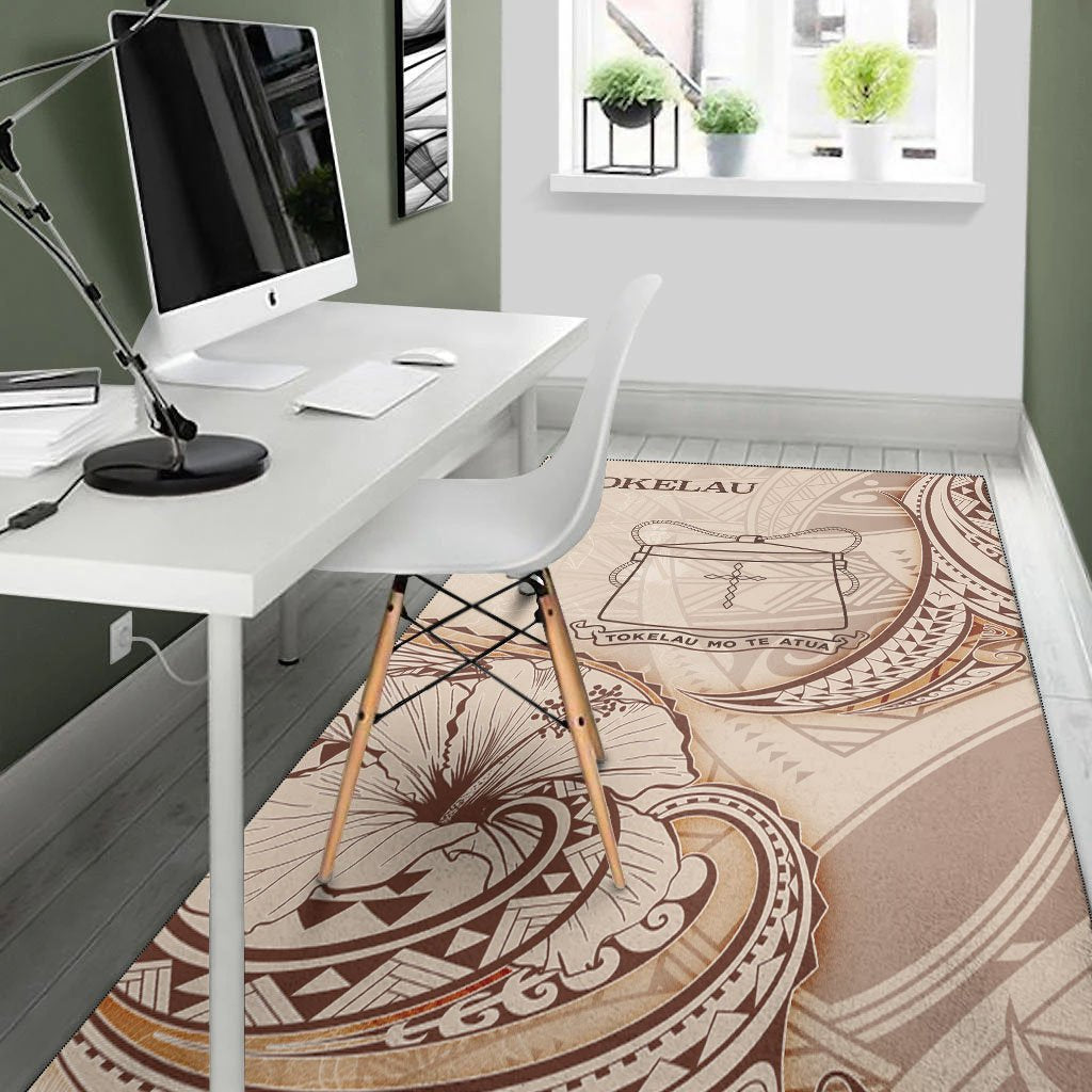 Tokelau Area Rug - Hibiscus Flowers Vintage Style - Vibe Hoodie Shop