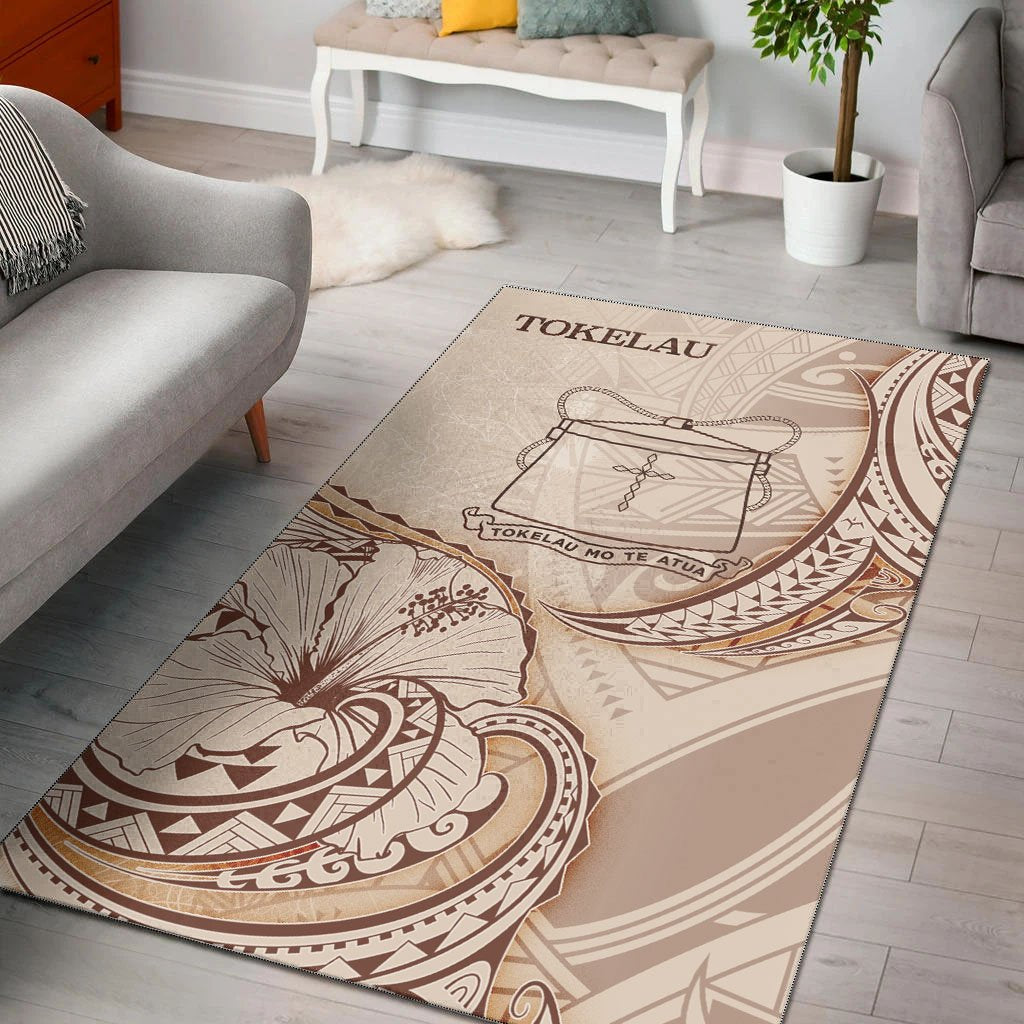 Tokelau Area Rug - Hibiscus Flowers Vintage Style - Vibe Hoodie Shop