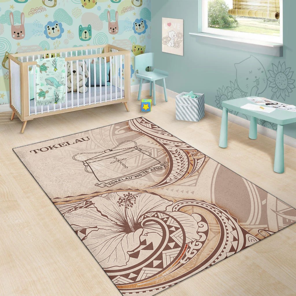 Tokelau Area Rug - Hibiscus Flowers Vintage Style - Vibe Hoodie Shop