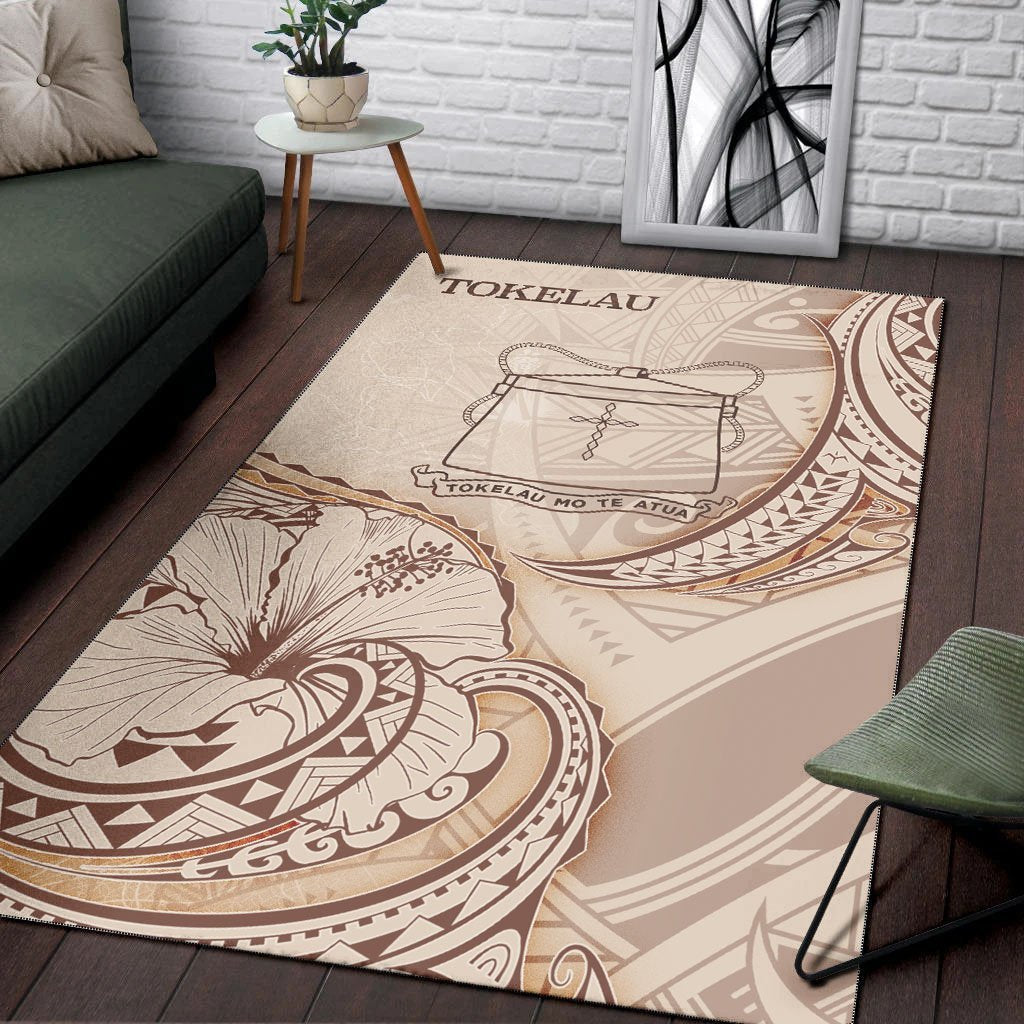 Tokelau Area Rug - Hibiscus Flowers Vintage Style - Vibe Hoodie Shop
