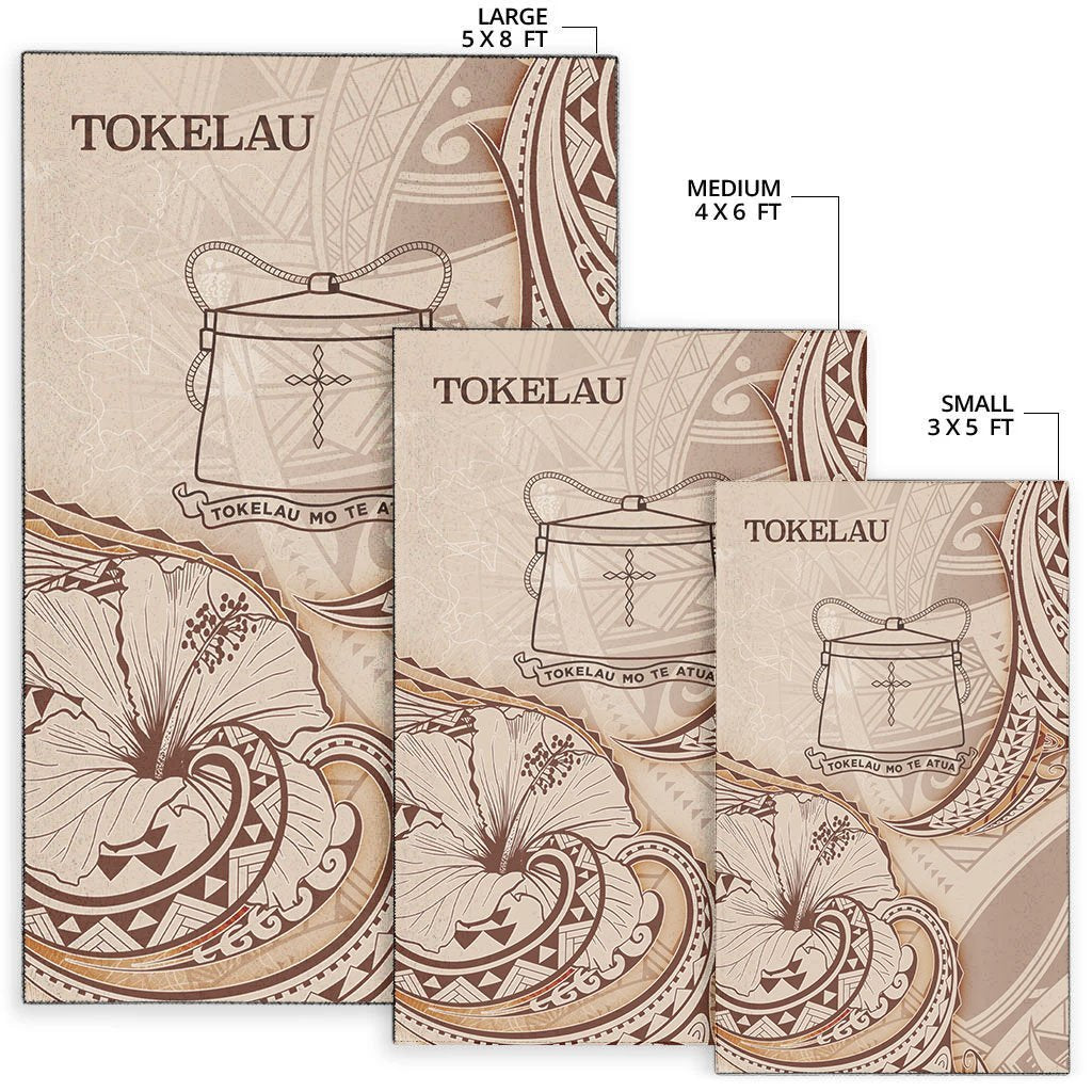 Tokelau Area Rug - Hibiscus Flowers Vintage Style - Vibe Hoodie Shop