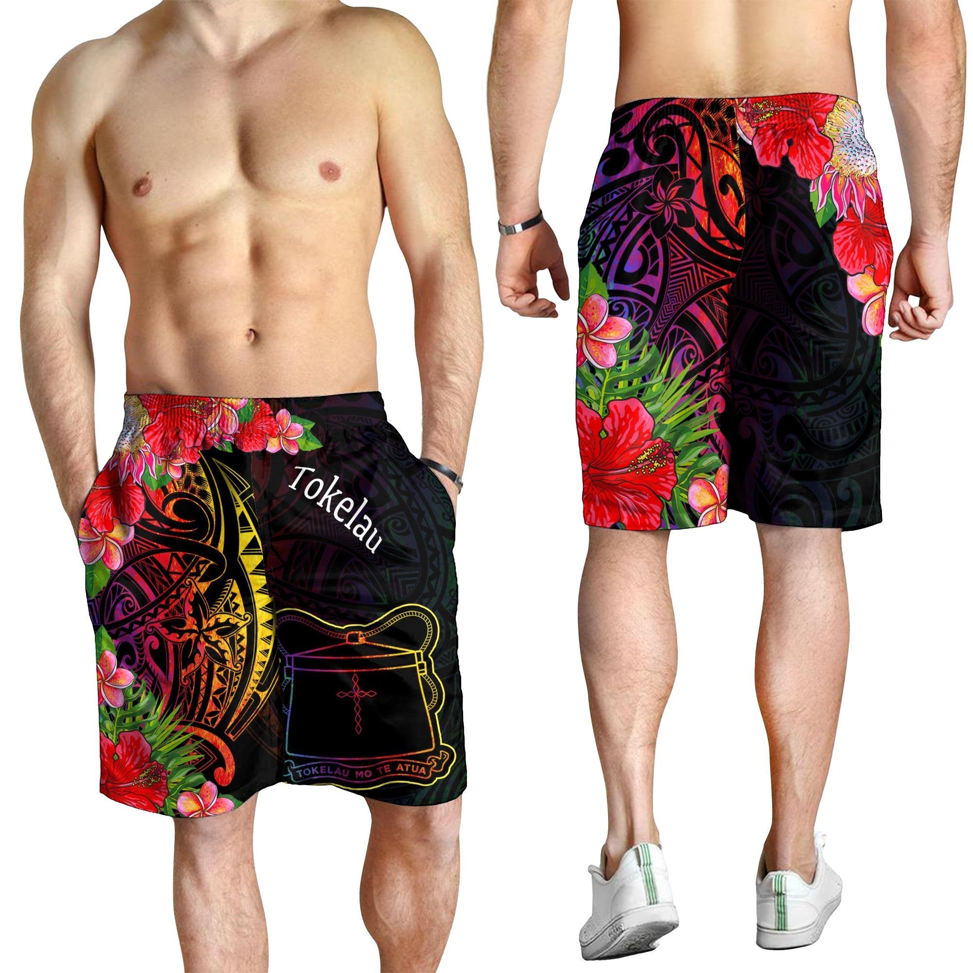 Tokelau Men's Shorts - Tropical Hippie Style - Vibe Hoodie Shop