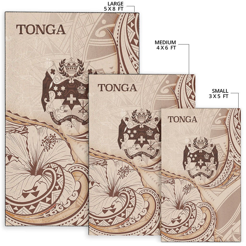 Tonga Area Rug - Hibiscus Flowers Vintage Style - Vibe Hoodie Shop