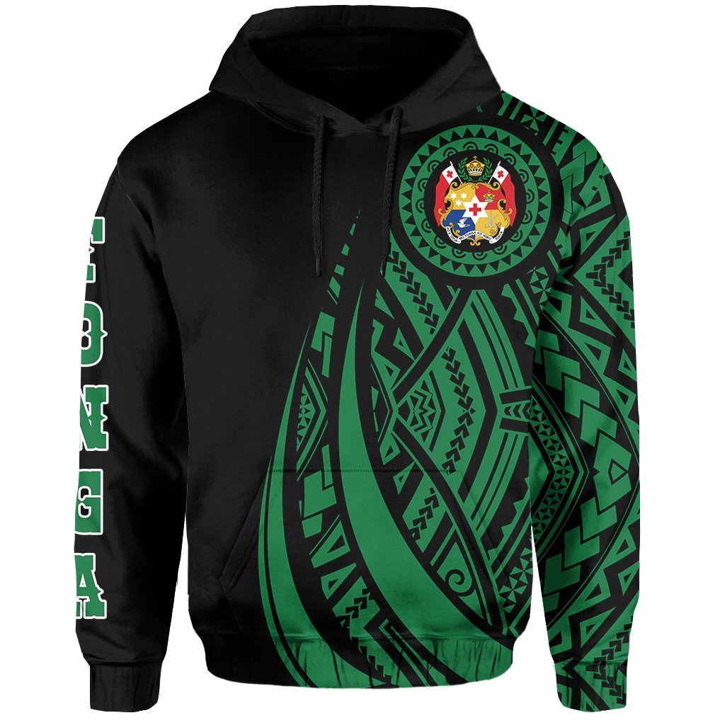 Hoodie Tonga Polynesian Coat Of Arms Green Ver 2.0 - Vibe Hoodie Shop