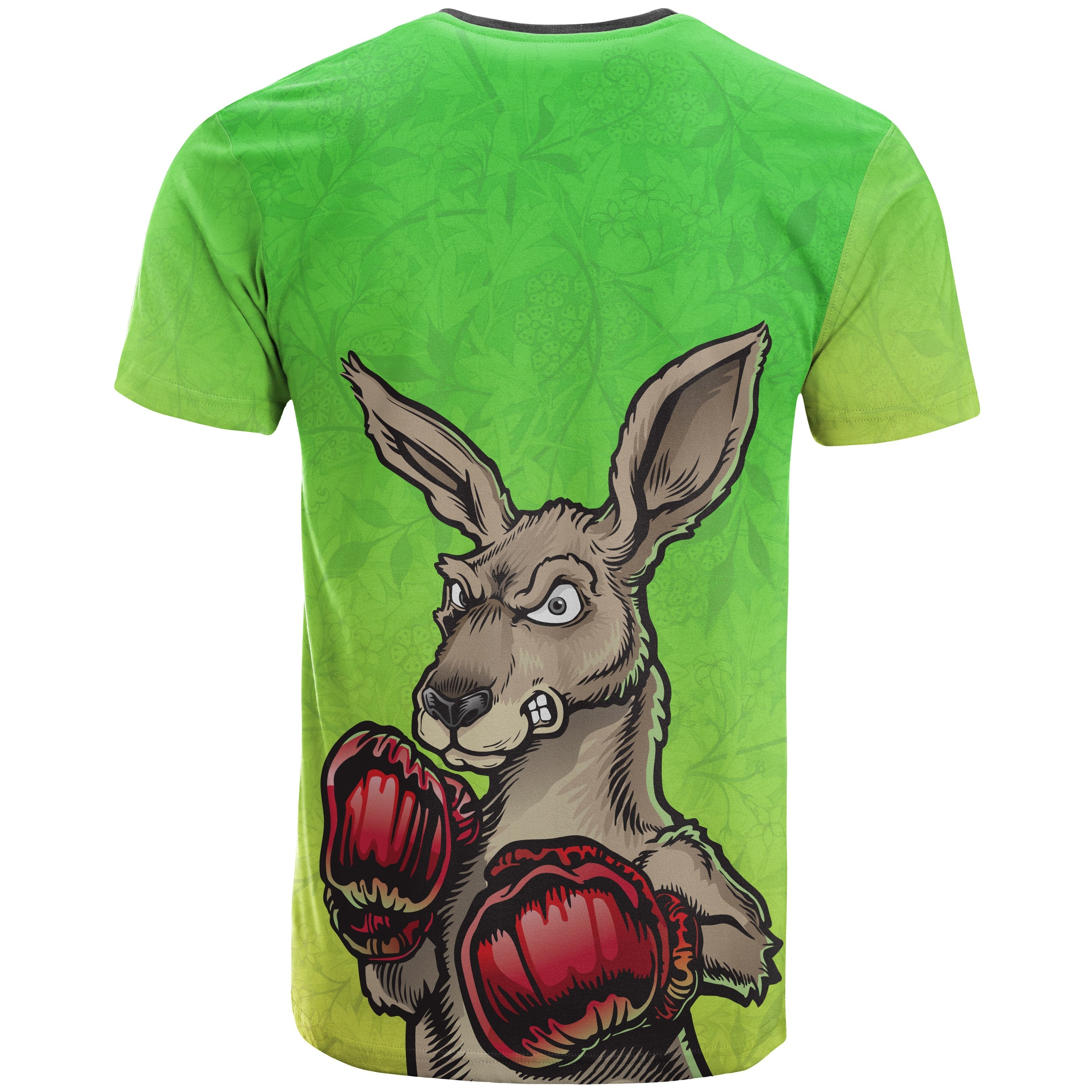 T shirt, Kangaroo Boxing - Aussie Spirit (Green) - Vibe Hoodie Shop