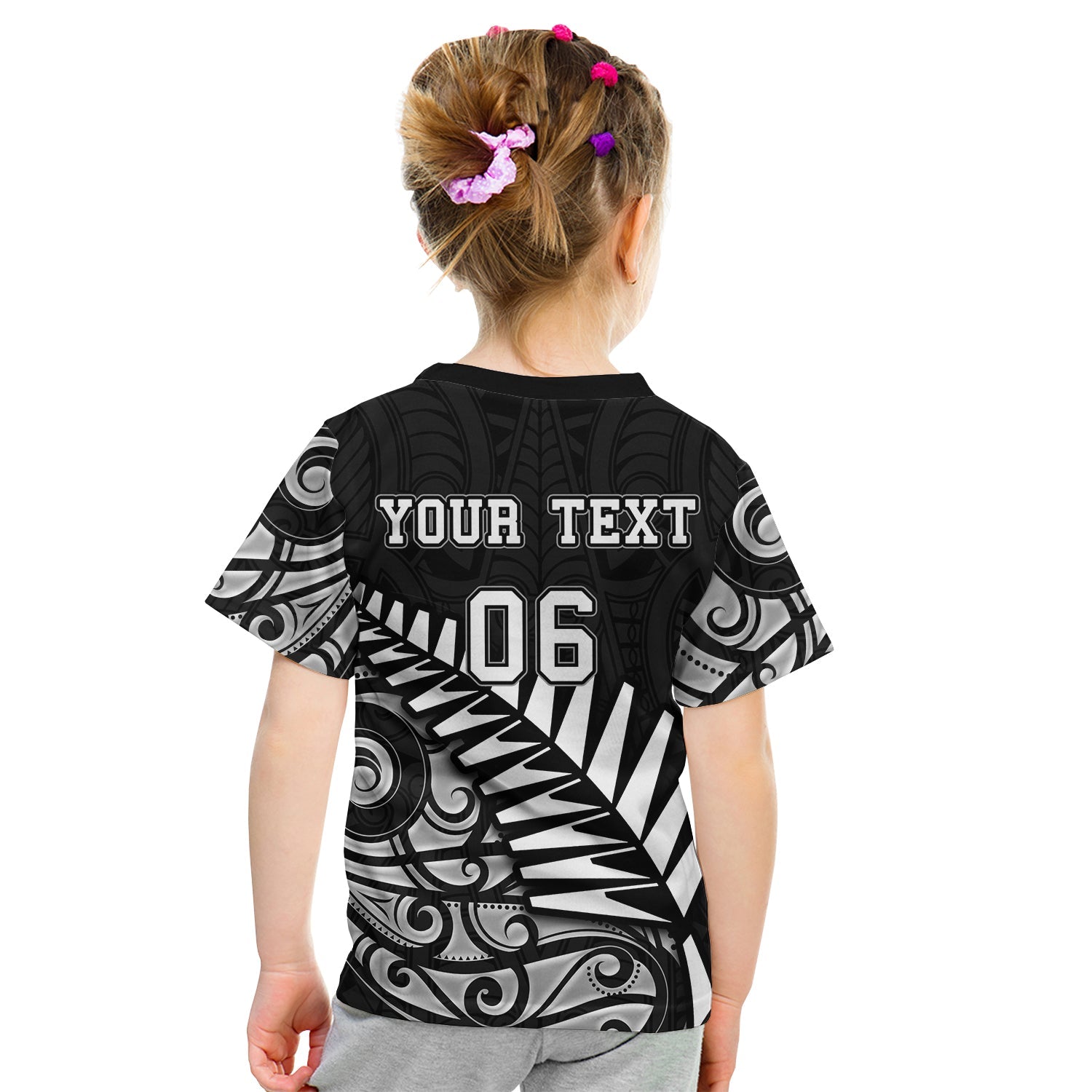 (Custom Personalised And Number) New Zealand National Cricket Team T shirt KID Maori Patterns - Vibe Hoodie Shop