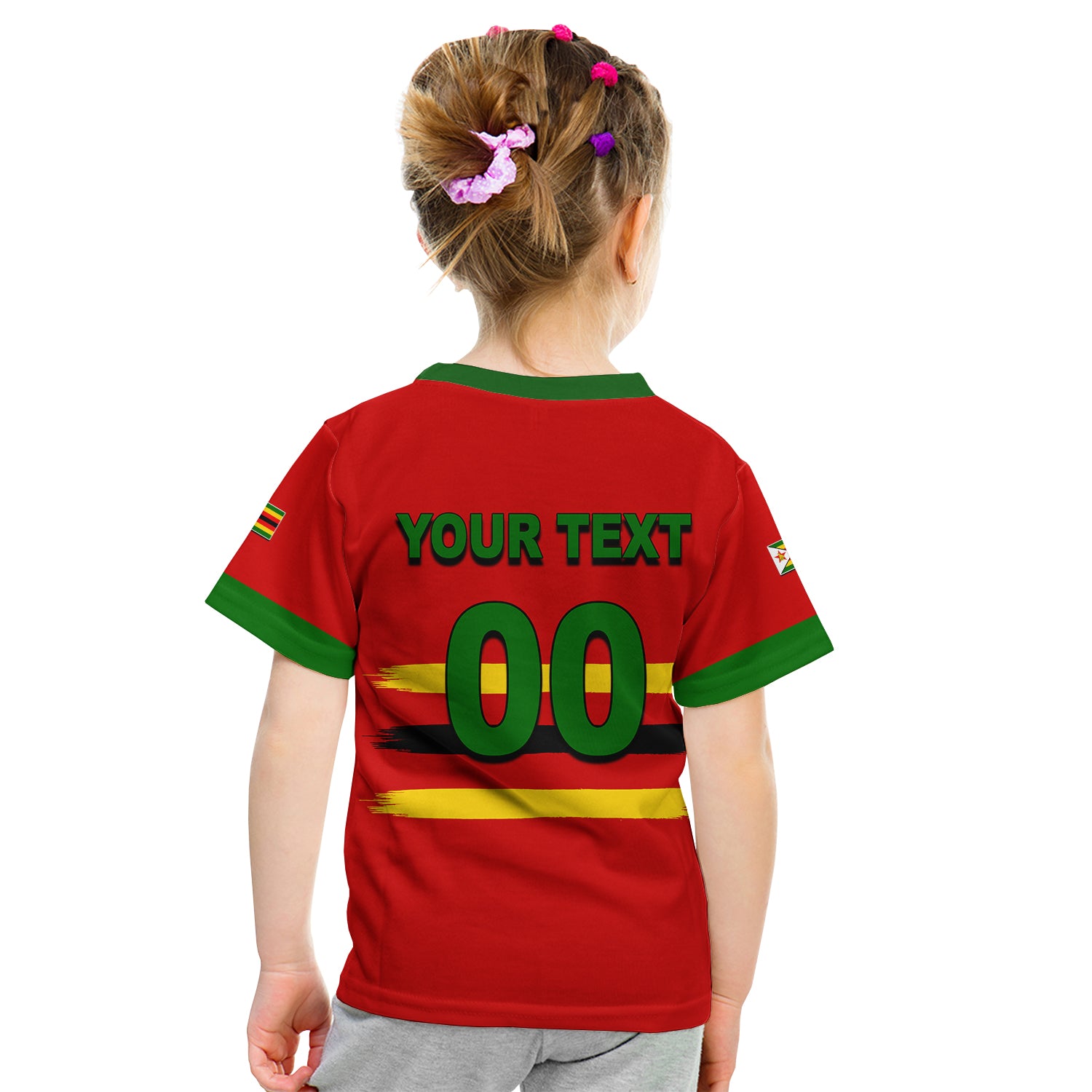 (Custom Personalised And Number) Zimbabwe Cricket Jersey T Shirt KID - Vibe Hoodie Shop