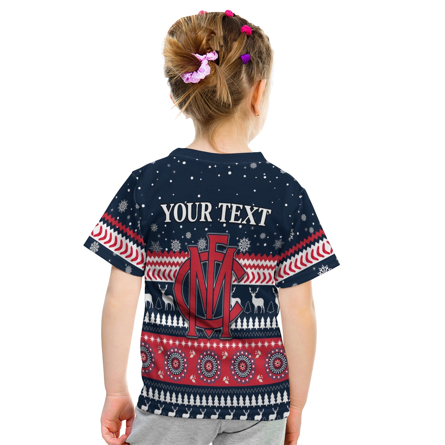 (Custom Personalised) Demons Christmas T shirt KID Indigenous Melbourne Football - Vibe Hoodie Shop