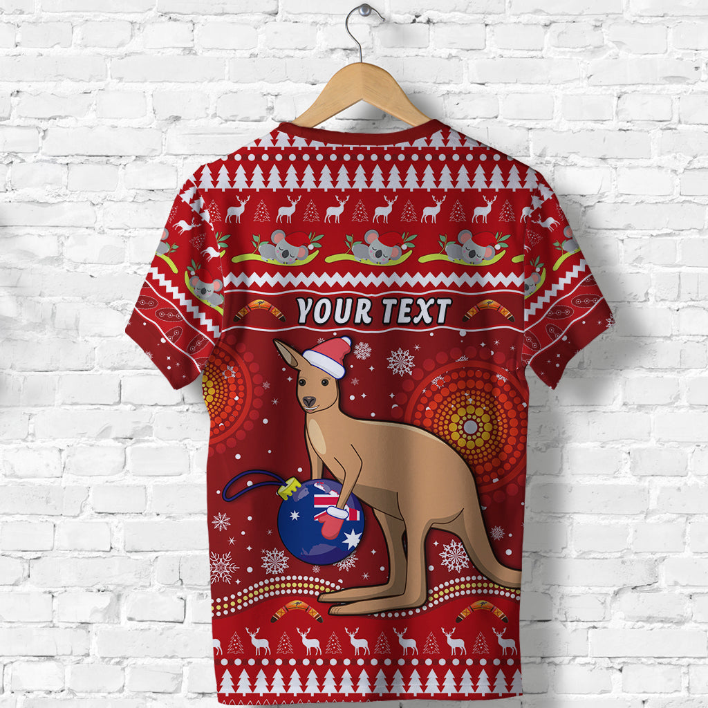 (Custom Personalised) Australia Christmas T shirt Aboriginal Kangaroo - Vibe Hoodie Shop