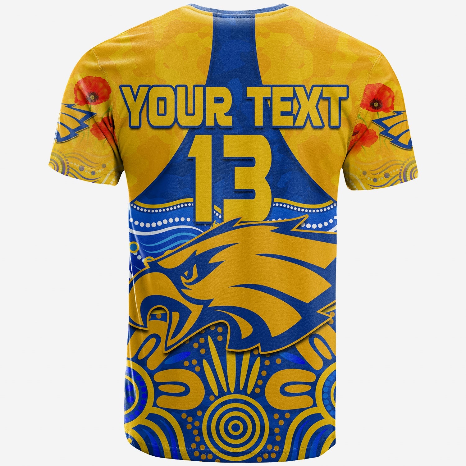 (Custom Text and Number) Eagles ANZAC 2022 T shirt West Coast Aboriginal Remember Them - Vibe Hoodie Shop
