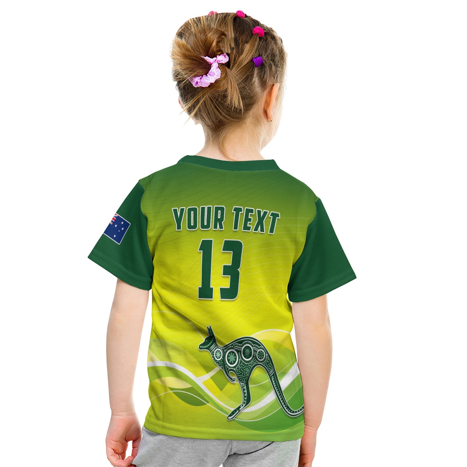 (Custom Personalised) Cricket Australia T shirt KID Simple Style - Custom Text and Number - Vibe Hoodie Shop