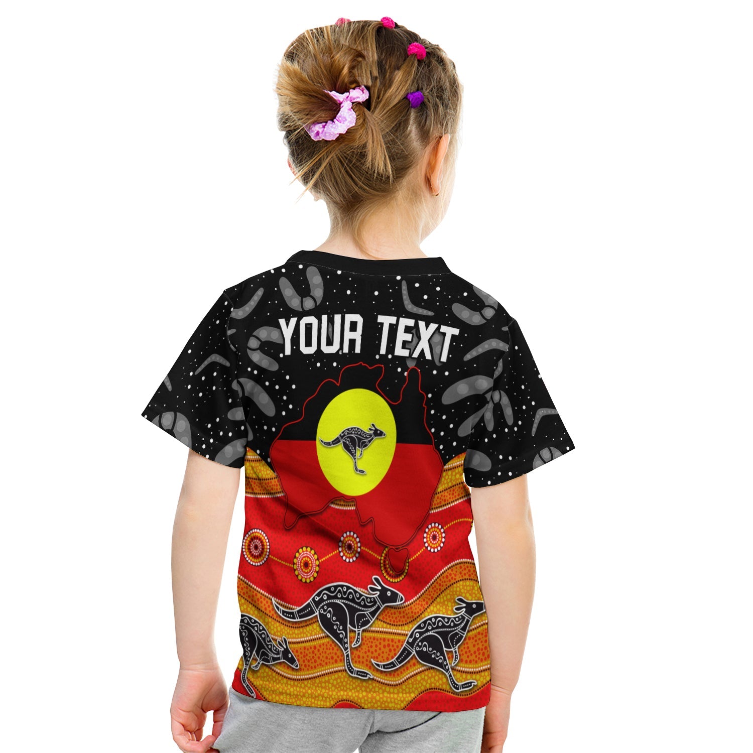 (Custom Personalised) Aboriginal Flag T shirt KID Map Aussie - Vibe Hoodie Shop