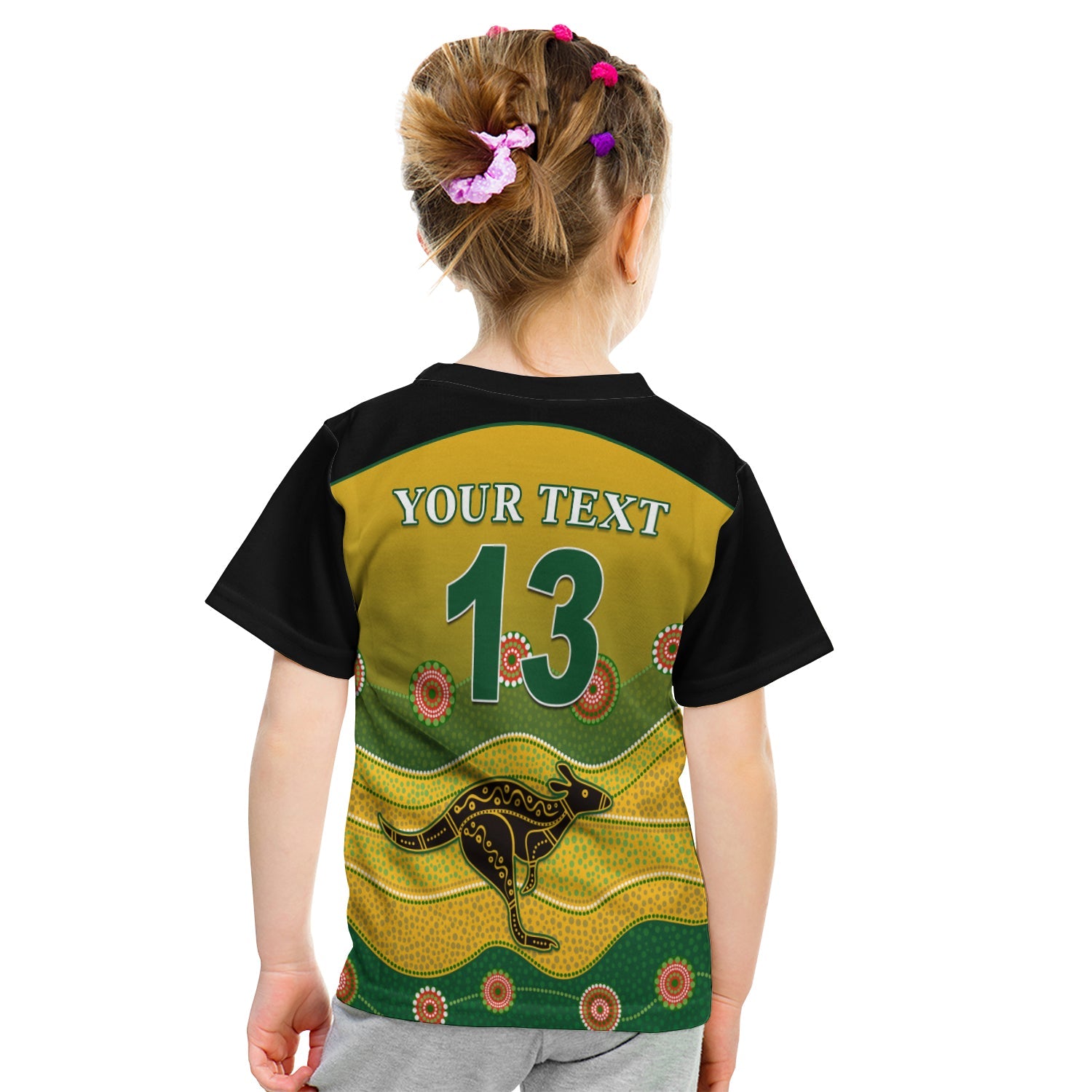 (Custom Personalised) Cricket Australia T shirt KID Indigenous Kangaroo - Custom Text and Number - Vibe Hoodie Shop