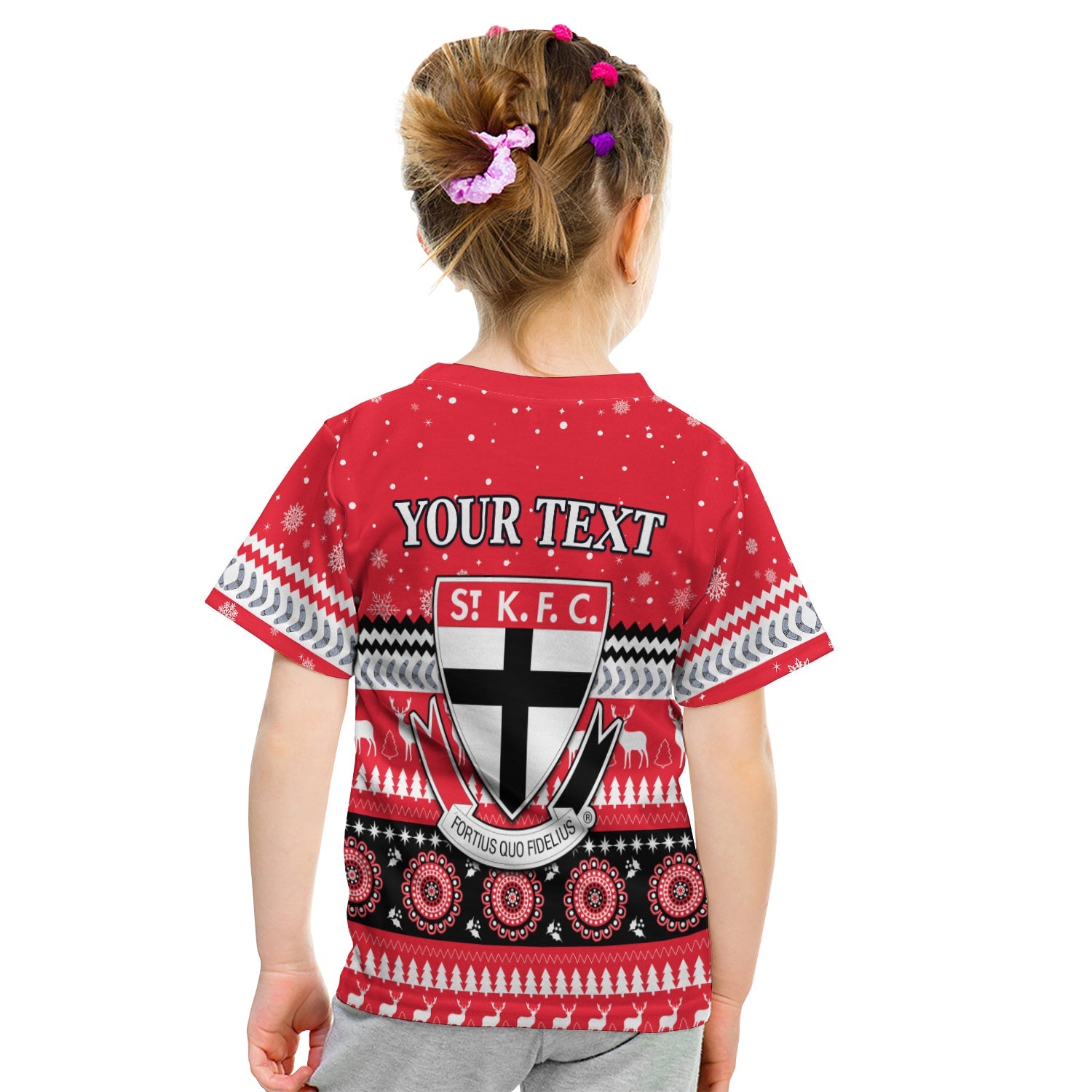 (Custom Personalised) Saints Christmas T shirt KID Indigenous St Kilda Football - Vibe Hoodie Shop