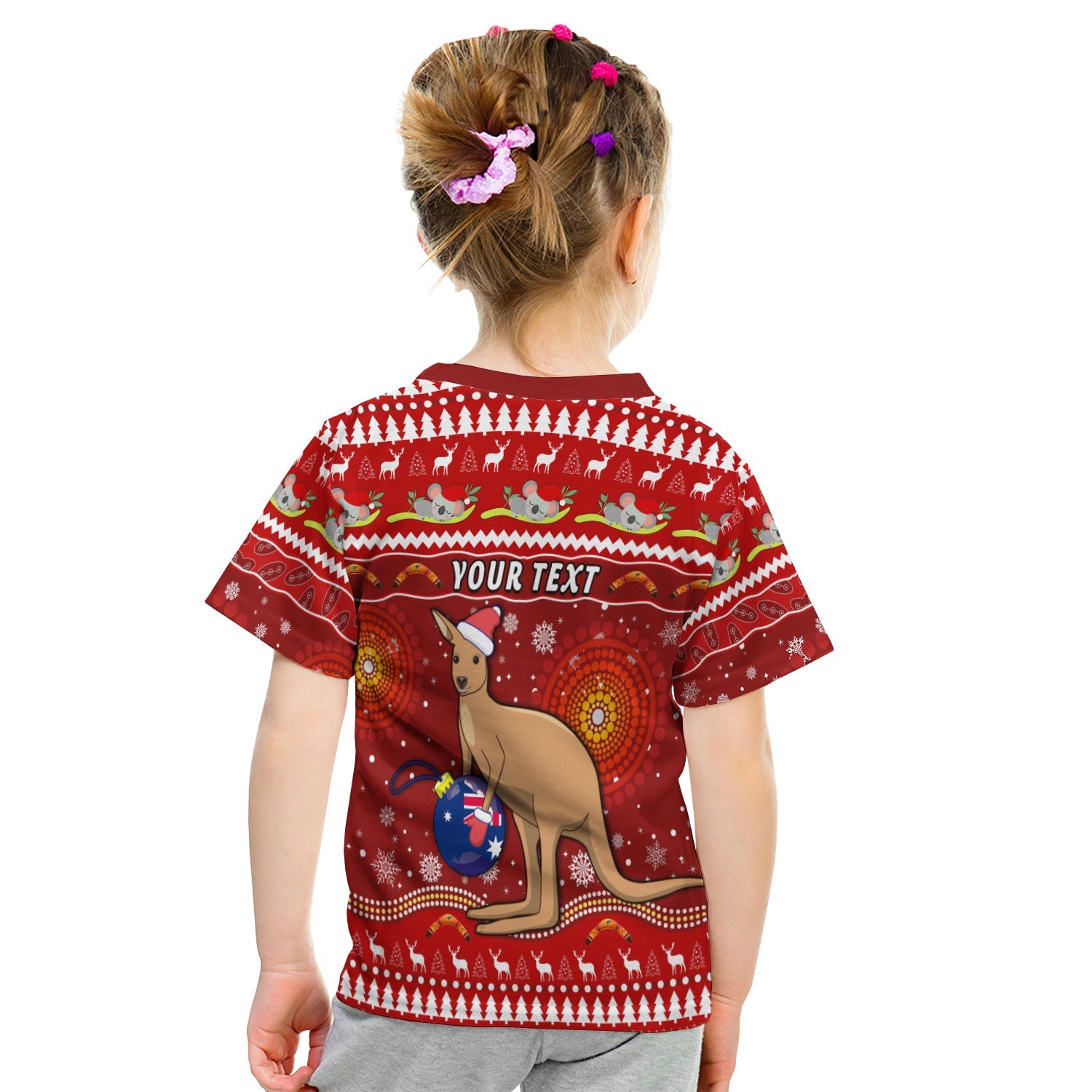 (Custom Personalised) Australia Christmas T shirt KID Aboriginal Kangaroo - Vibe Hoodie Shop