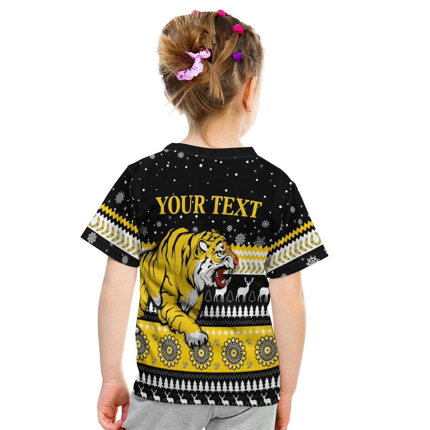 (Custom Personalised) Tigers Christmas T shirt KID Indigenous Richmond Football - Vibe Hoodie Shop