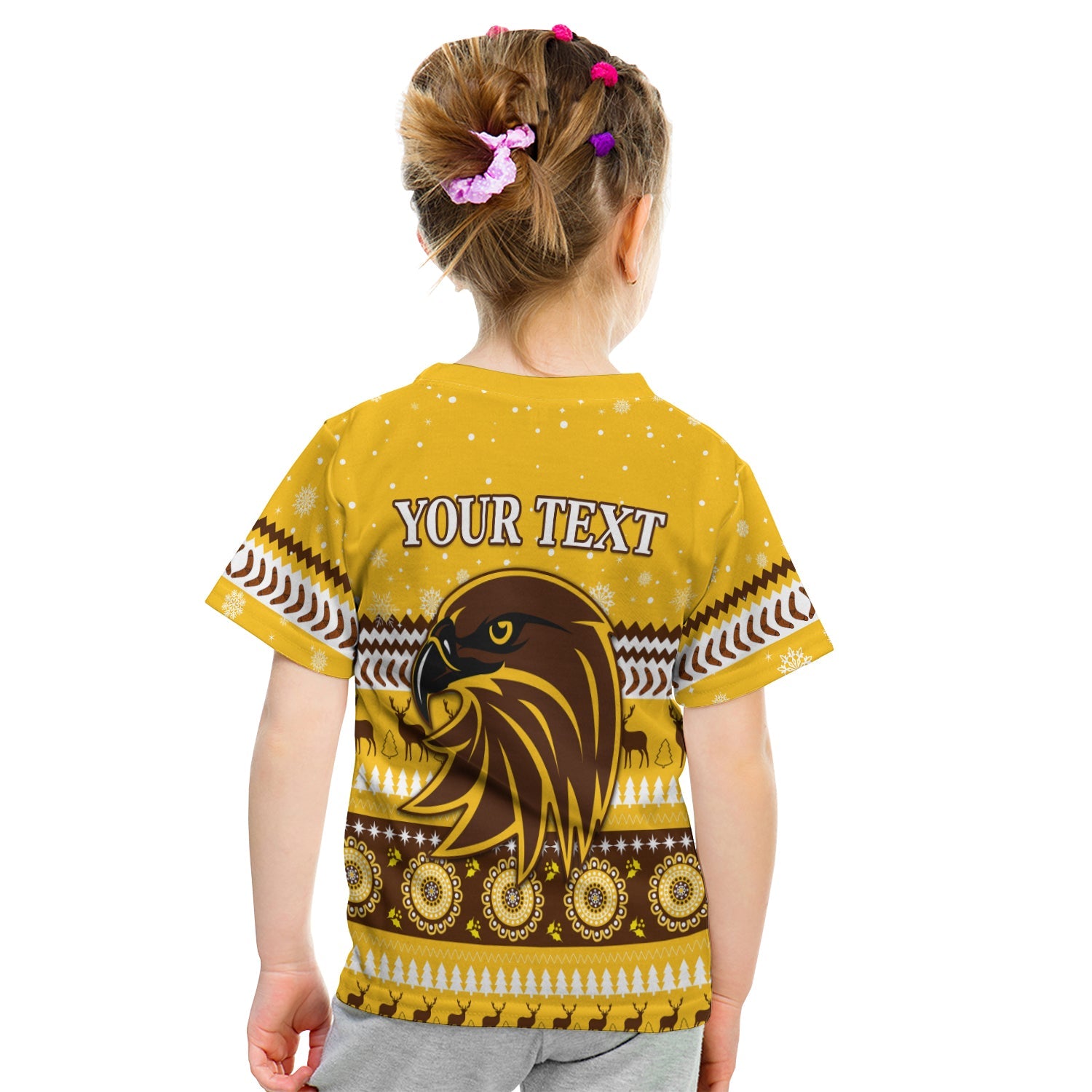 (Custom Personalised) Hawks Christmas T shirt KID Indigenous Hawthorn Football - Vibe Hoodie Shop