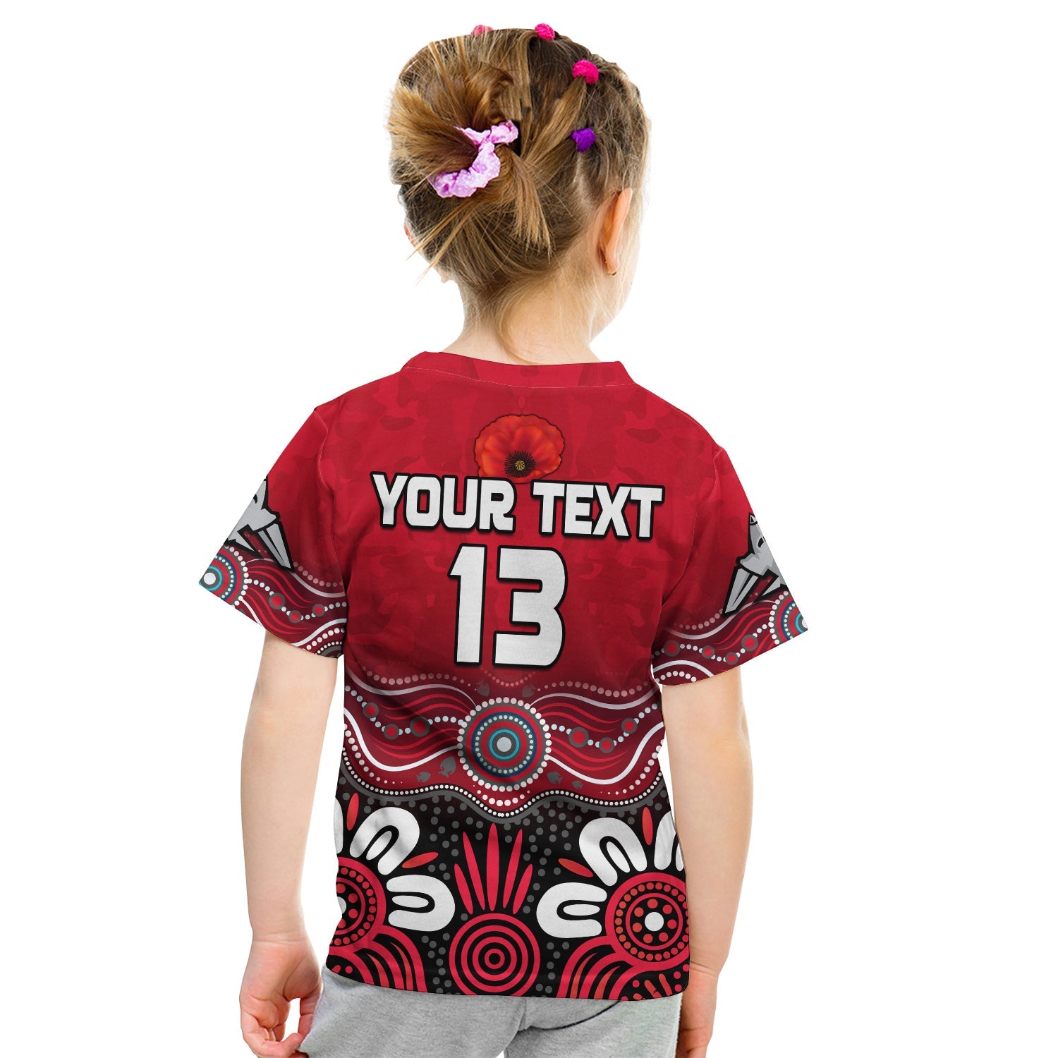 (Custom Text and Number) Bombers ANZAC 2022 T shirt KID Essendon Football Aboriginal Remember Them - Vibe Hoodie Shop