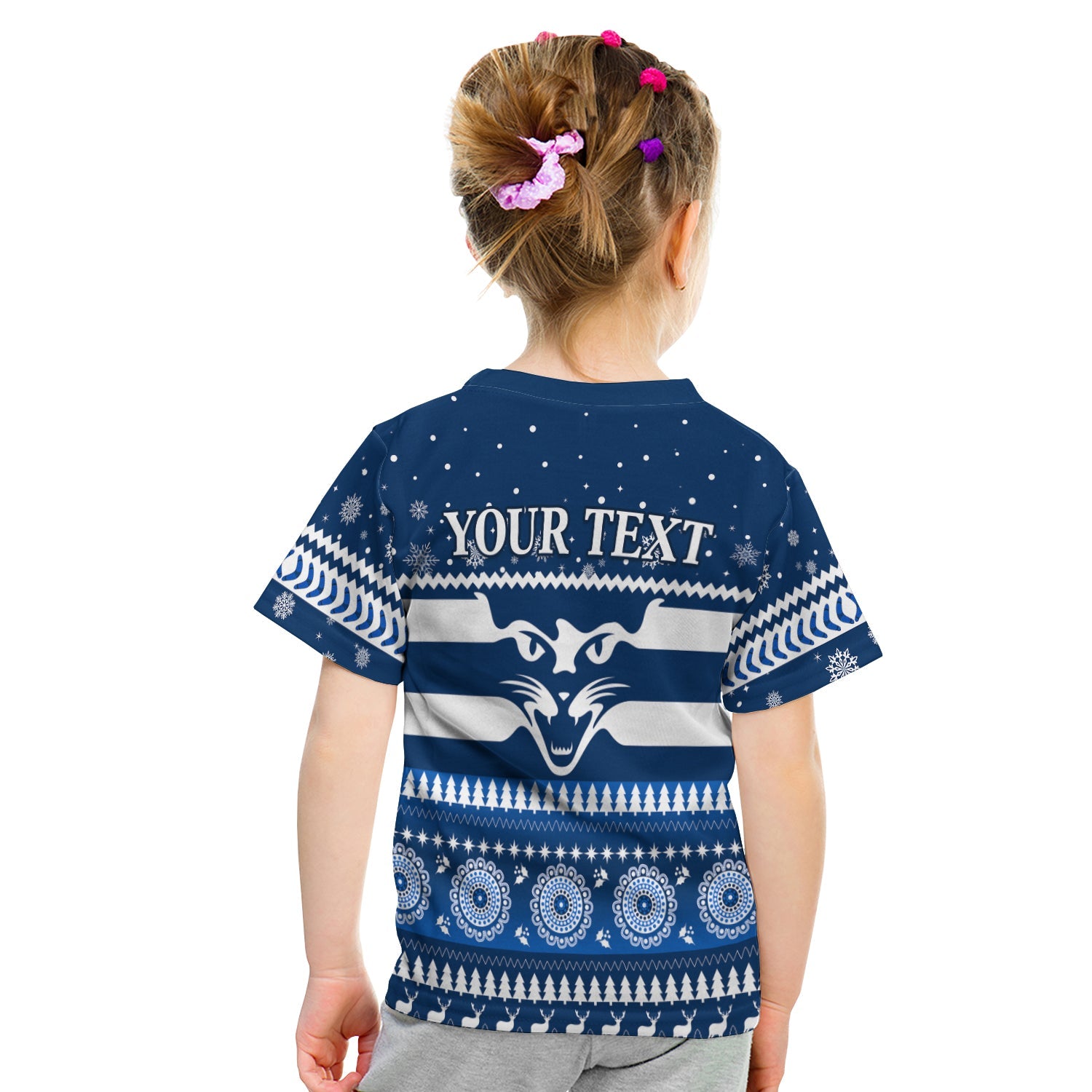 (Custom Personalised) Cats Christmas T shirt KID Indigenous Geelong Football - Vibe Hoodie Shop