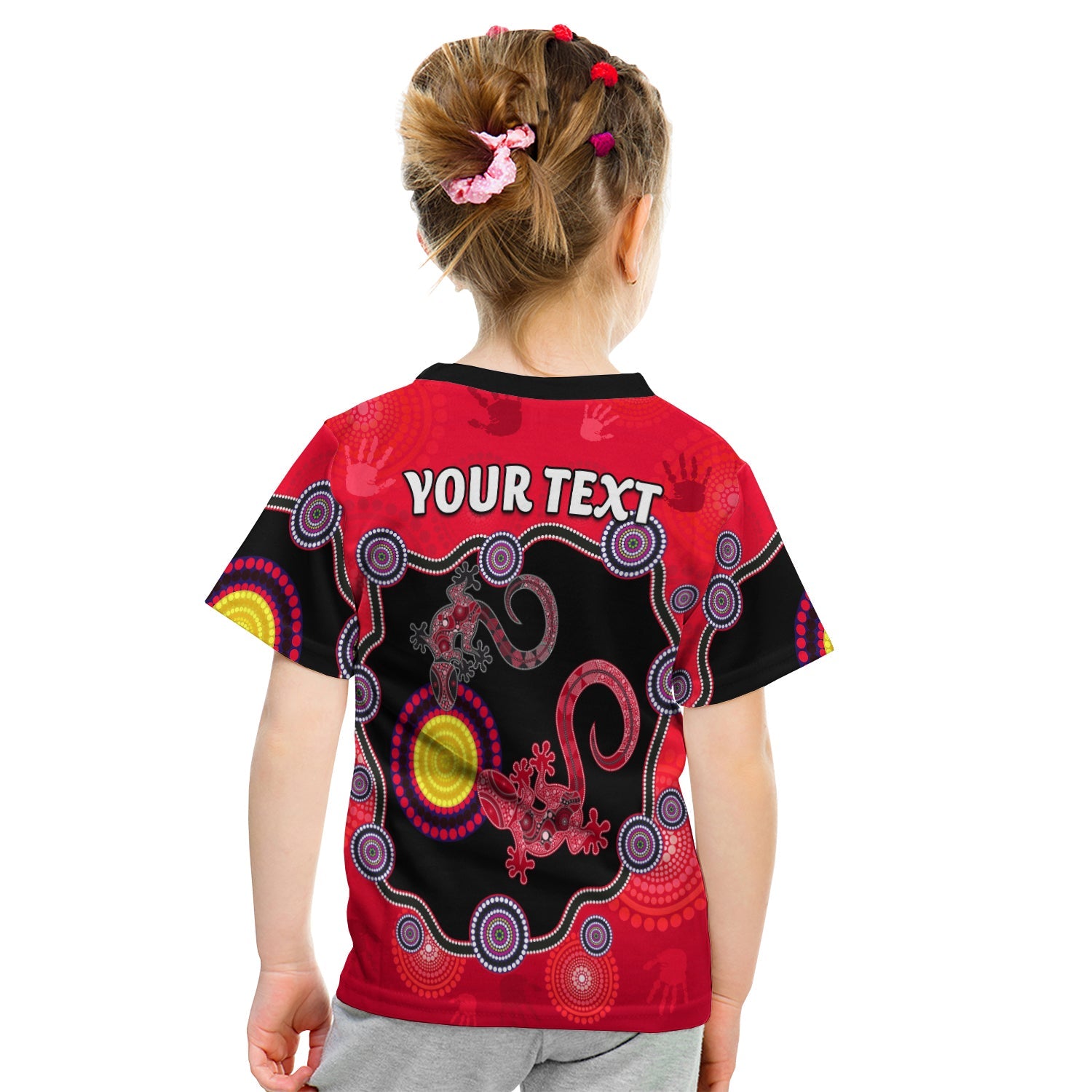 (Custom Personalised) Aboriginal Lizard T shirt KID Attracted Australia Version Red - Vibe Hoodie Shop