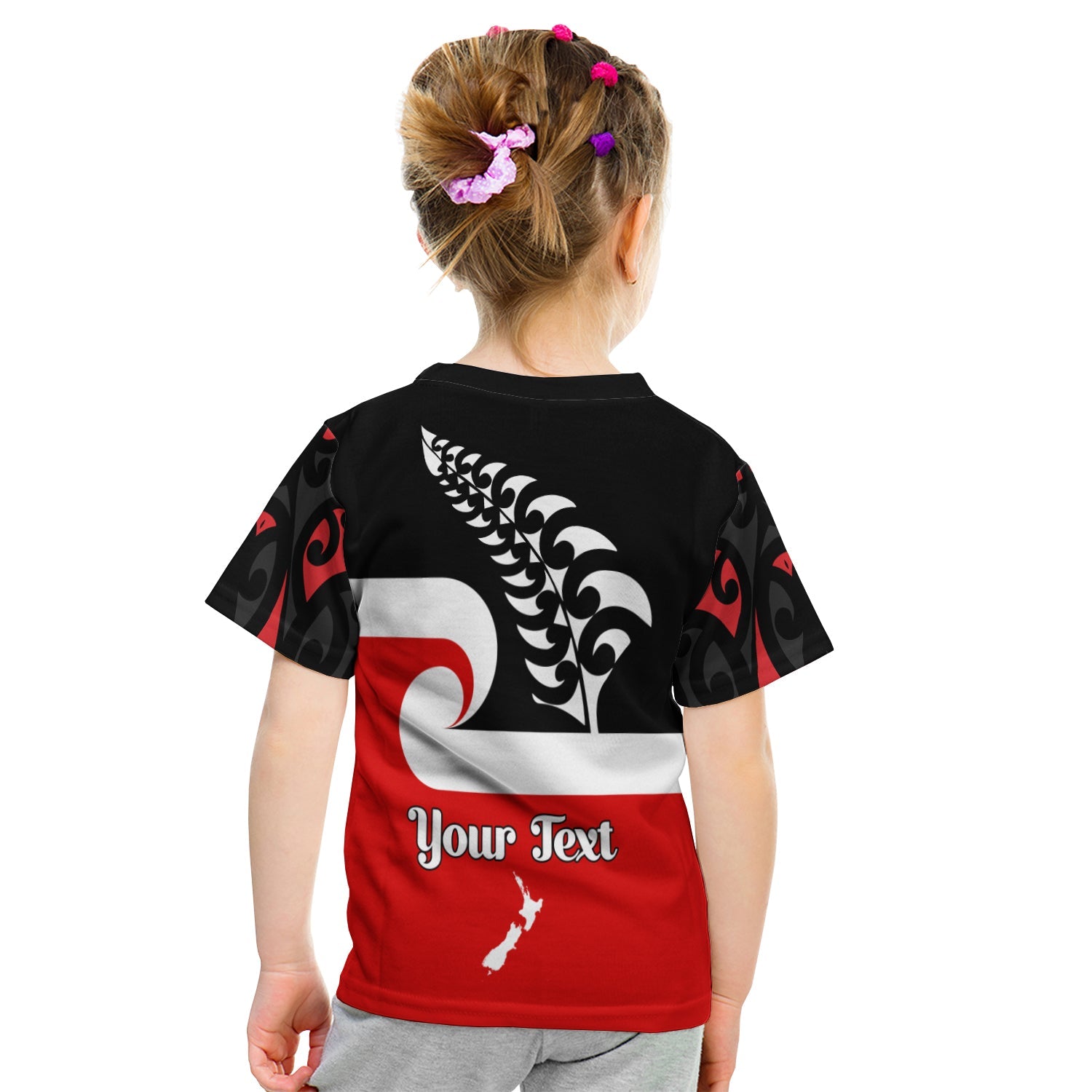 (Custom Personalised) Waitangi Day T shirt KID Maori Fern and Tino Rangatiratanga Flag - Vibe Hoodie Shop