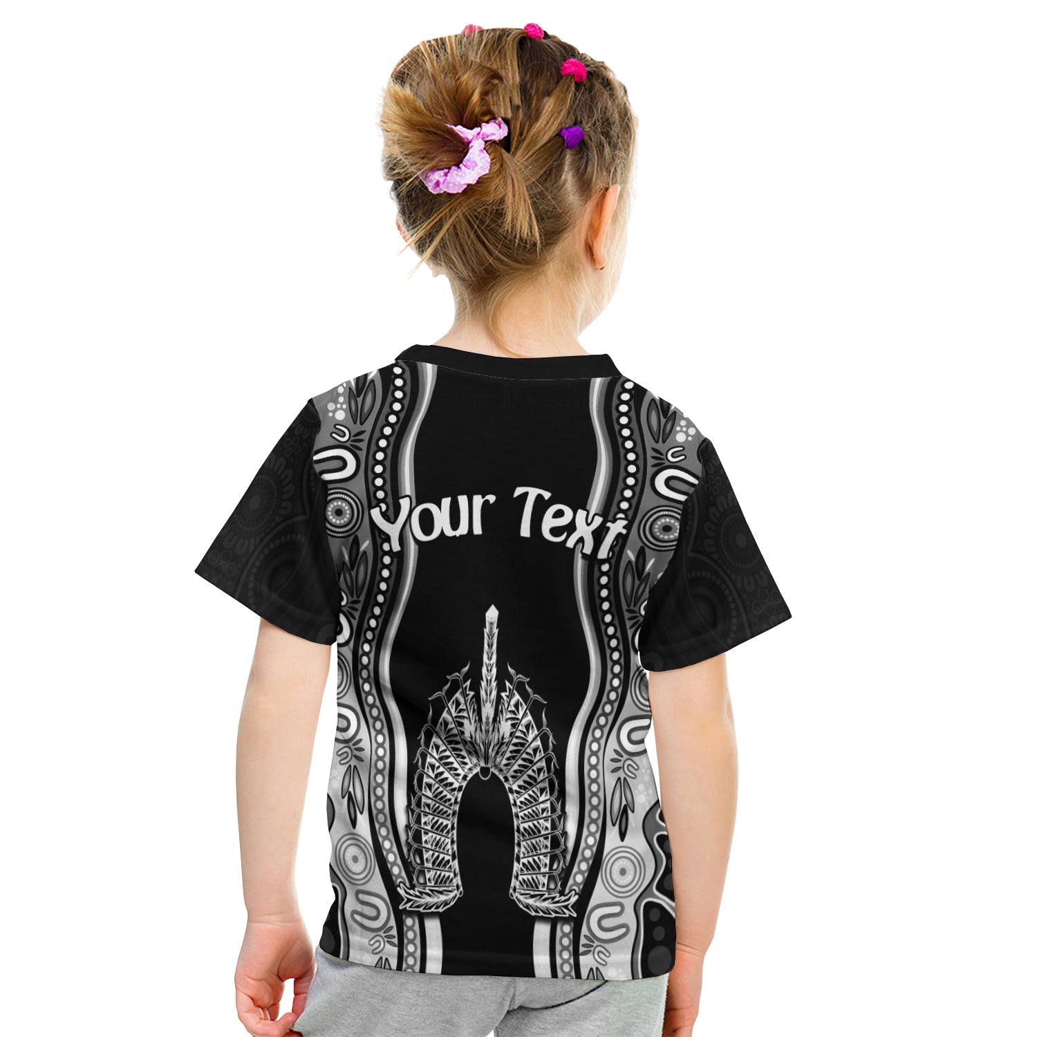 (Custom Personalised) Torres Strait Islands T shirt KID The Dhari Mix Aboriginal Turtle Version Black - Vibe Hoodie Shop