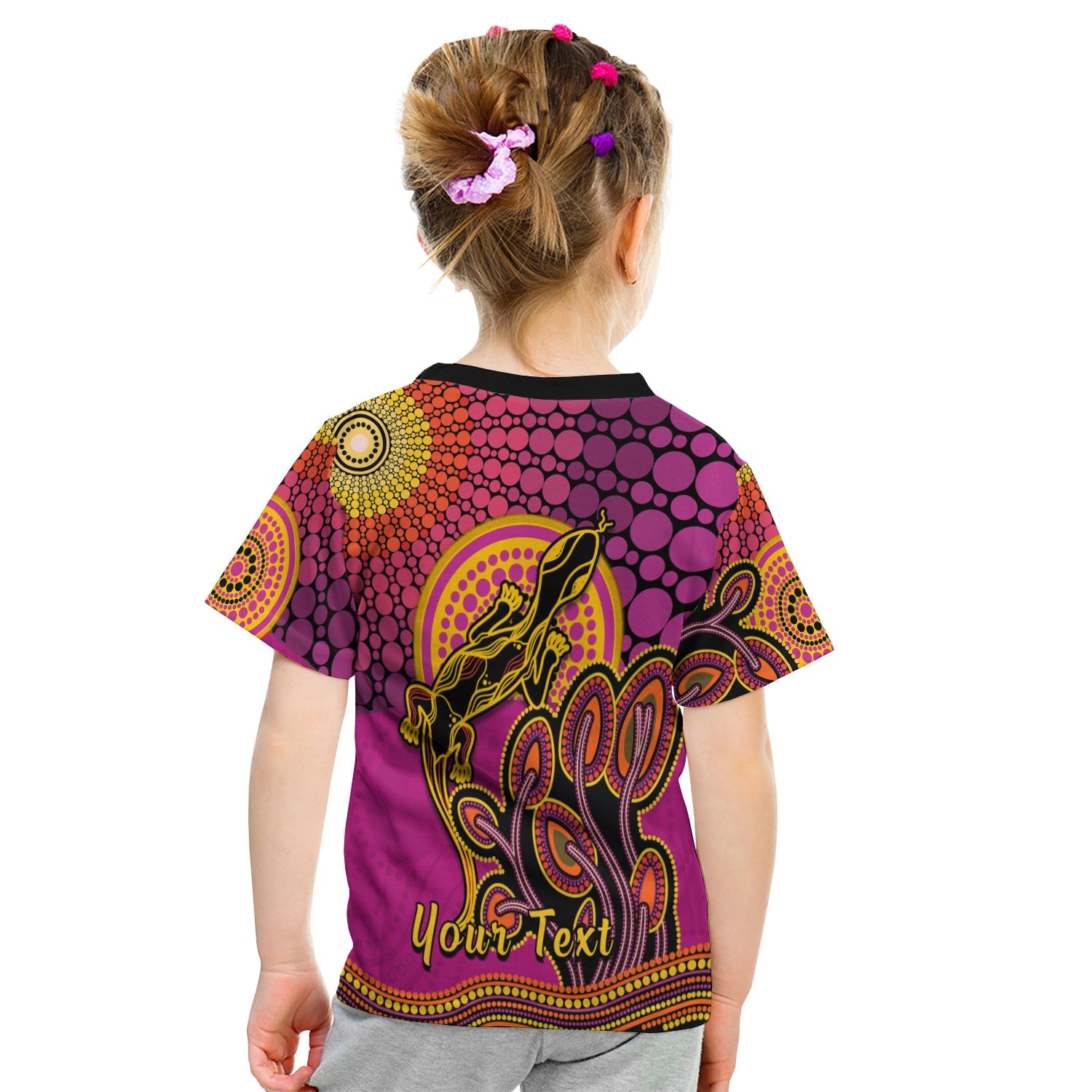 (Custom Personalised) Aboriginal Lizard T shirt KID Tree On The Hill Sunshine - Vibe Hoodie Shop