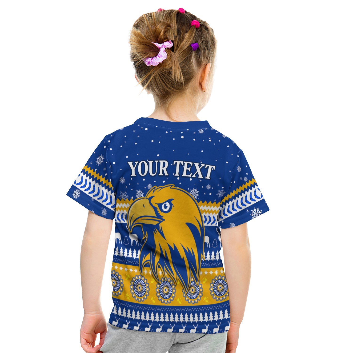 (Custom Personalised) Eagles Christmas T shirt KID Indigenous West Coast - Vibe Hoodie Shop