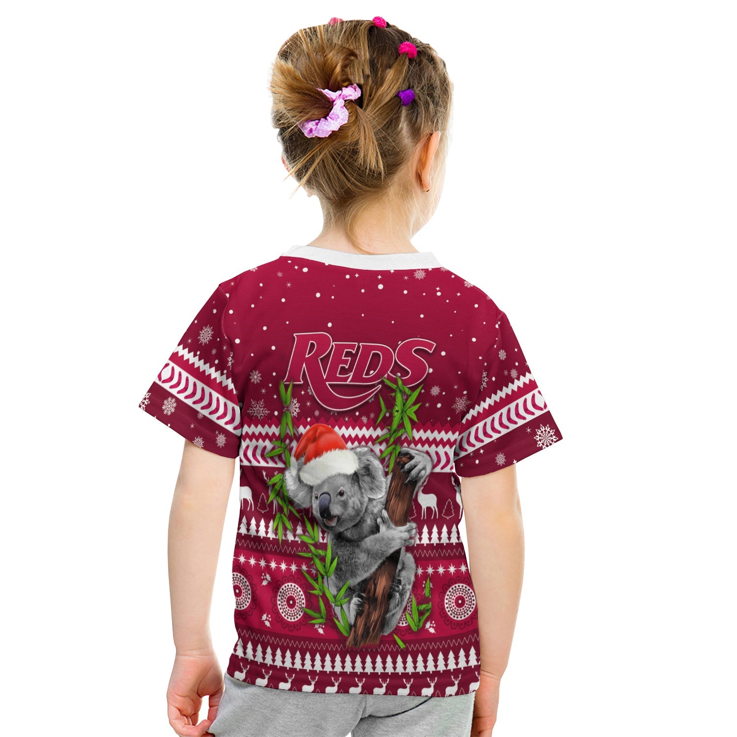 Reds Christmas T shirt KID Queensland Rugby Indigenous - Vibe Hoodie Shop