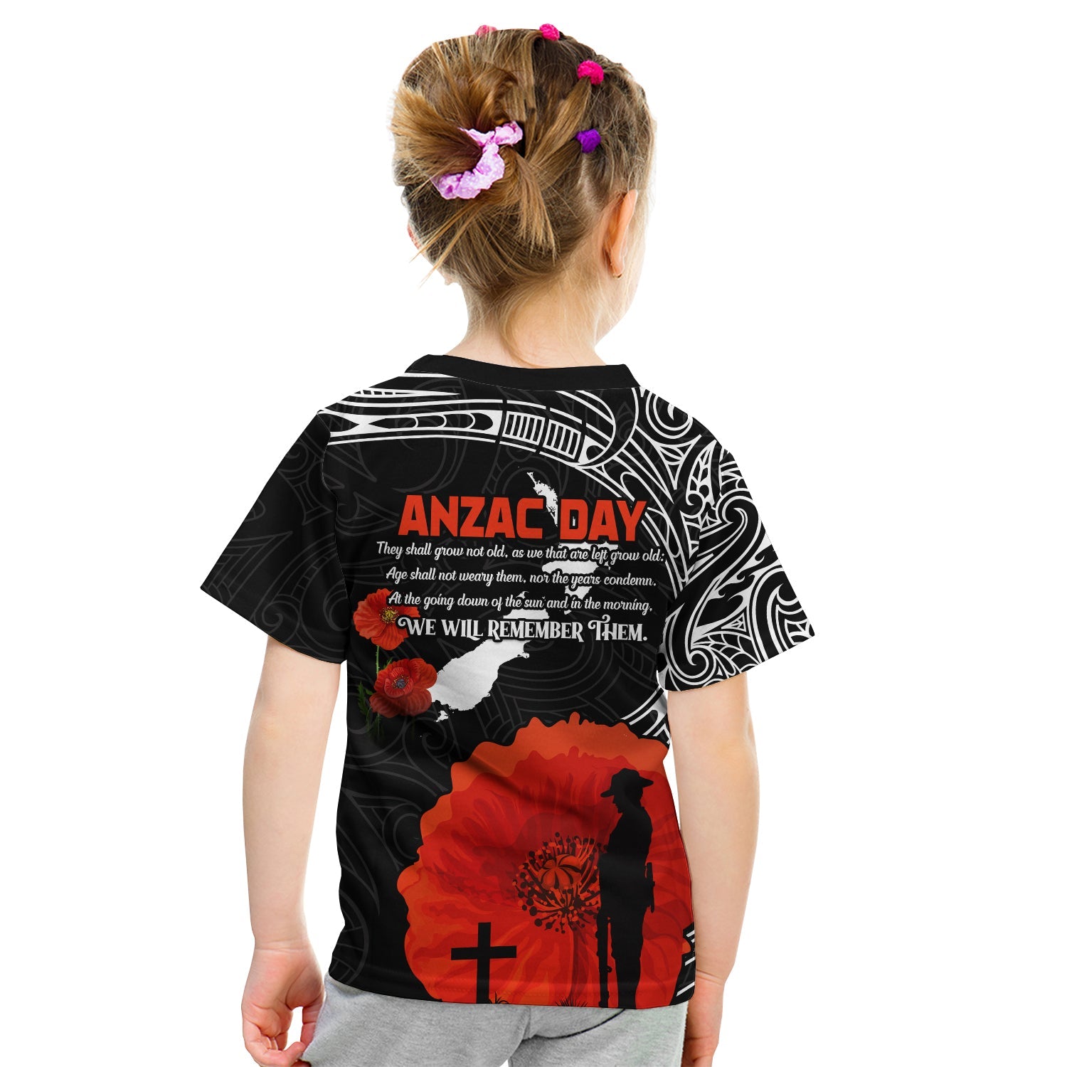 New Zealand ANZAC 2022 T shirt Maori Mix Fern Poppy - Vibe Hoodie Shop