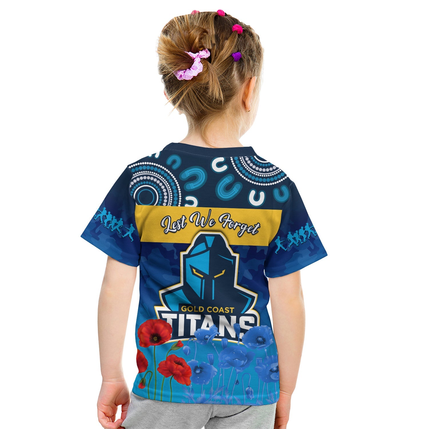 (Custom Personalised) Titans ANZAC 2022 T shirt KID Gold Coast Aboriginal Lest We Forget - Vibe Hoodie Shop