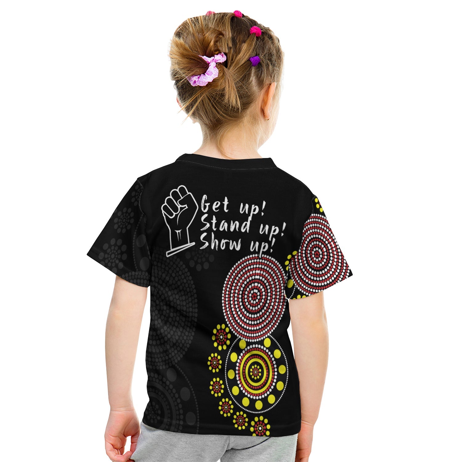 (Custom Personalised) NAIDOC Week 2022 T shirt KID Version Aboriginal Dot GET UP - Vibe Hoodie Shop