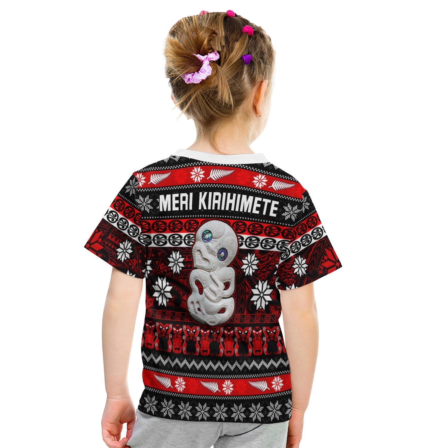 New Zealand Hei Tiki Christmas T shirt KID Maori Meri Kirihimete - Vibe Hoodie Shop