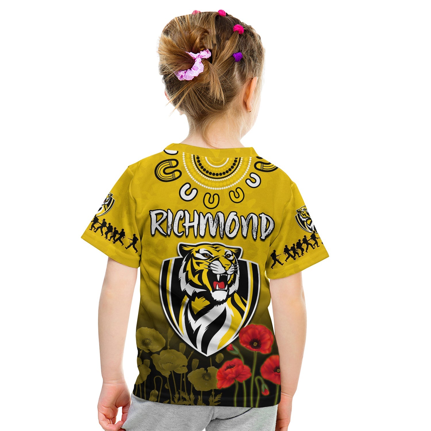 Richmond ANZAC 2022 T shirt Tigers Aboriginal Poppy - Vibe Hoodie Shop
