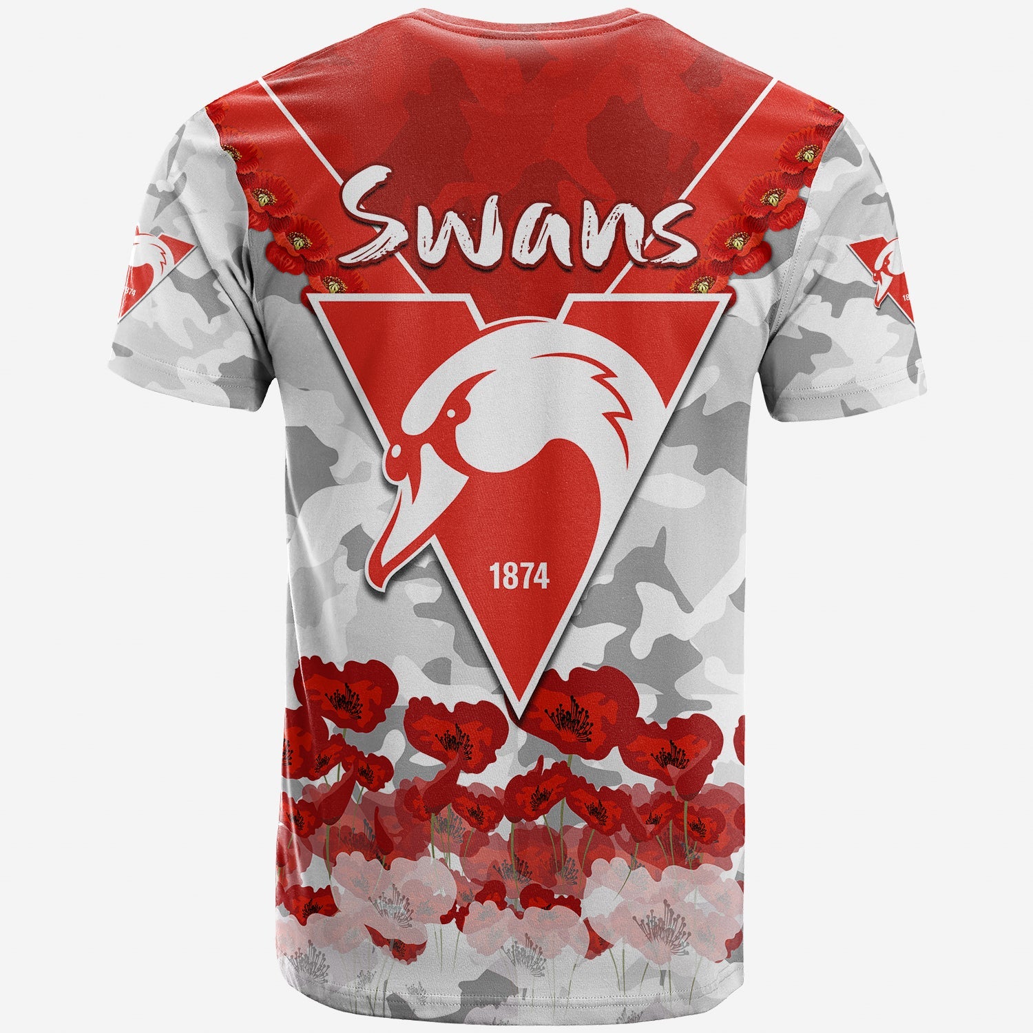 Swans ANZAC 2022 T shirt Bloods Sydney Poppy Flowers - Vibe Hoodie Shop