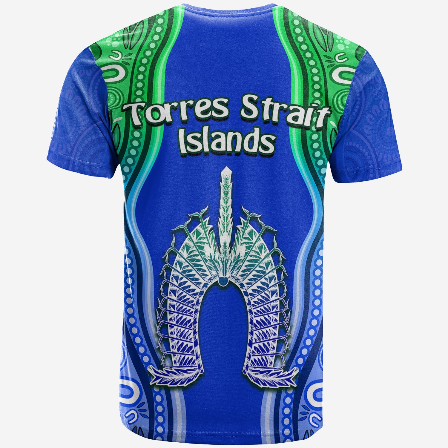 Torres Strait Islands T shirt The Dhari Mix Aboriginal Turtle Version Blue - Vibe Hoodie Shop