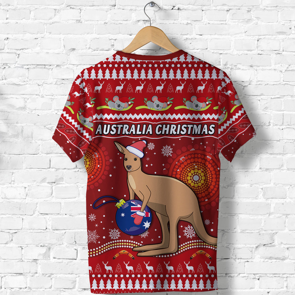 Australia Christmas T shirt Aboriginal Kangaroo - Vibe Hoodie Shop