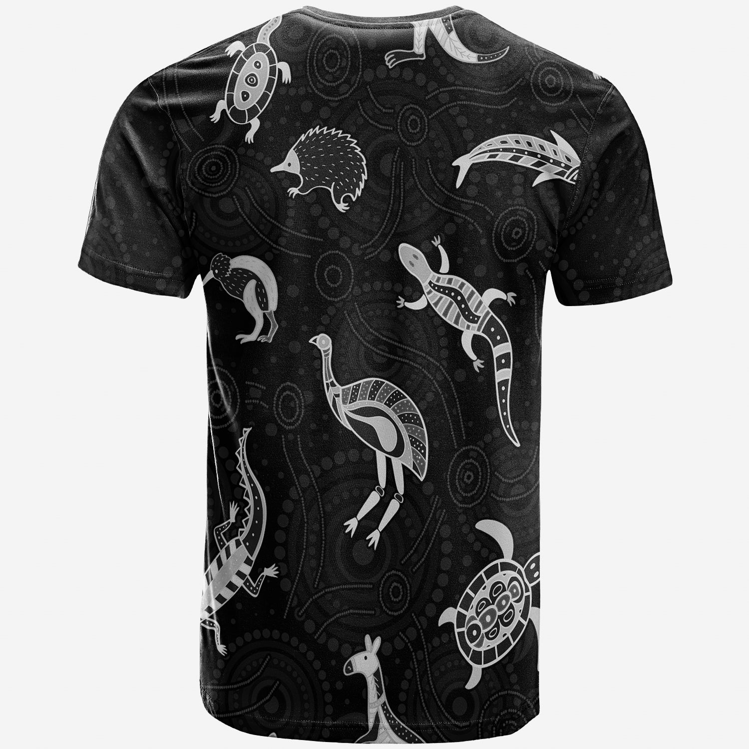 Aboriginal Art T shirt Animals Australia Version Black - Vibe Hoodie Shop