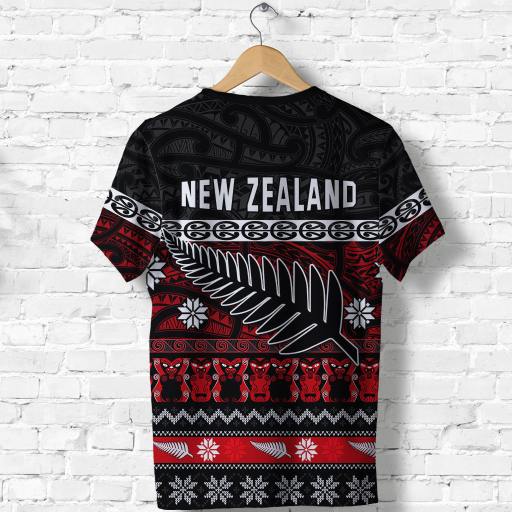 New Zealand Silver Fern Christmas T shirt Maori Meri Kirihimete - Vibe Hoodie Shop