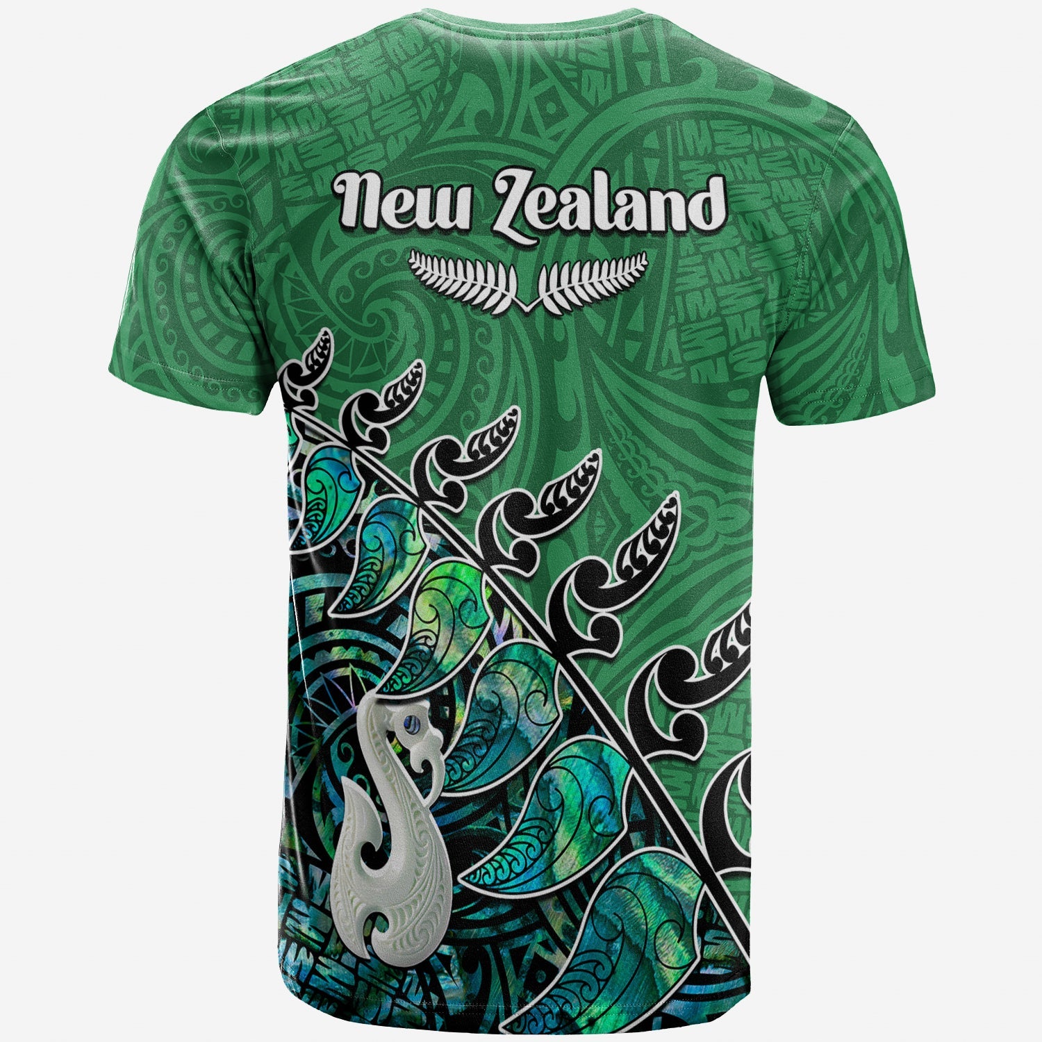 (Custom Personalised) New Zealand Maori T shirt Fern and Manaia Version Green - Vibe Hoodie Shop