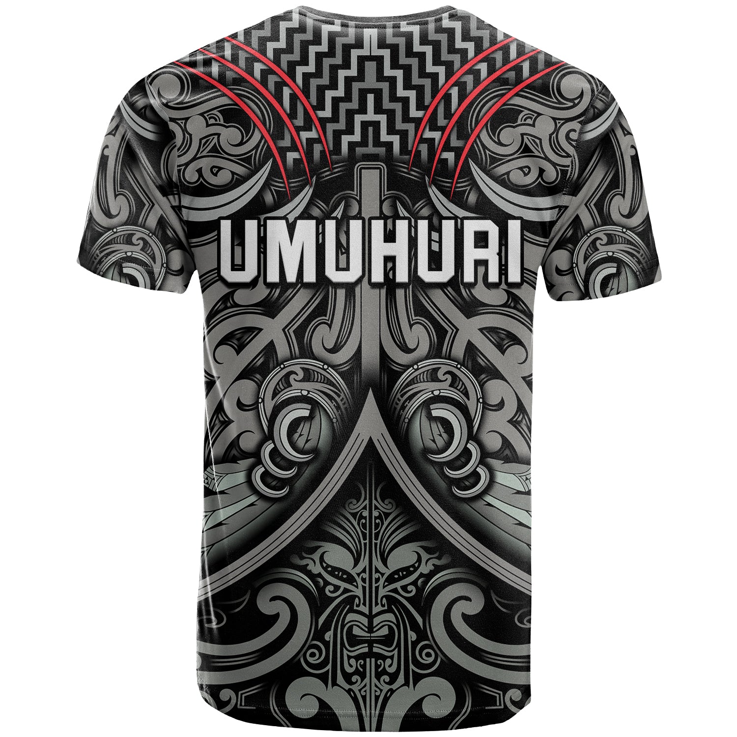 (UMUHURI) New Zealand Silver Fern Rugby T Shirt All Black NZ Maori Pattern - Vibe Hoodie Shop