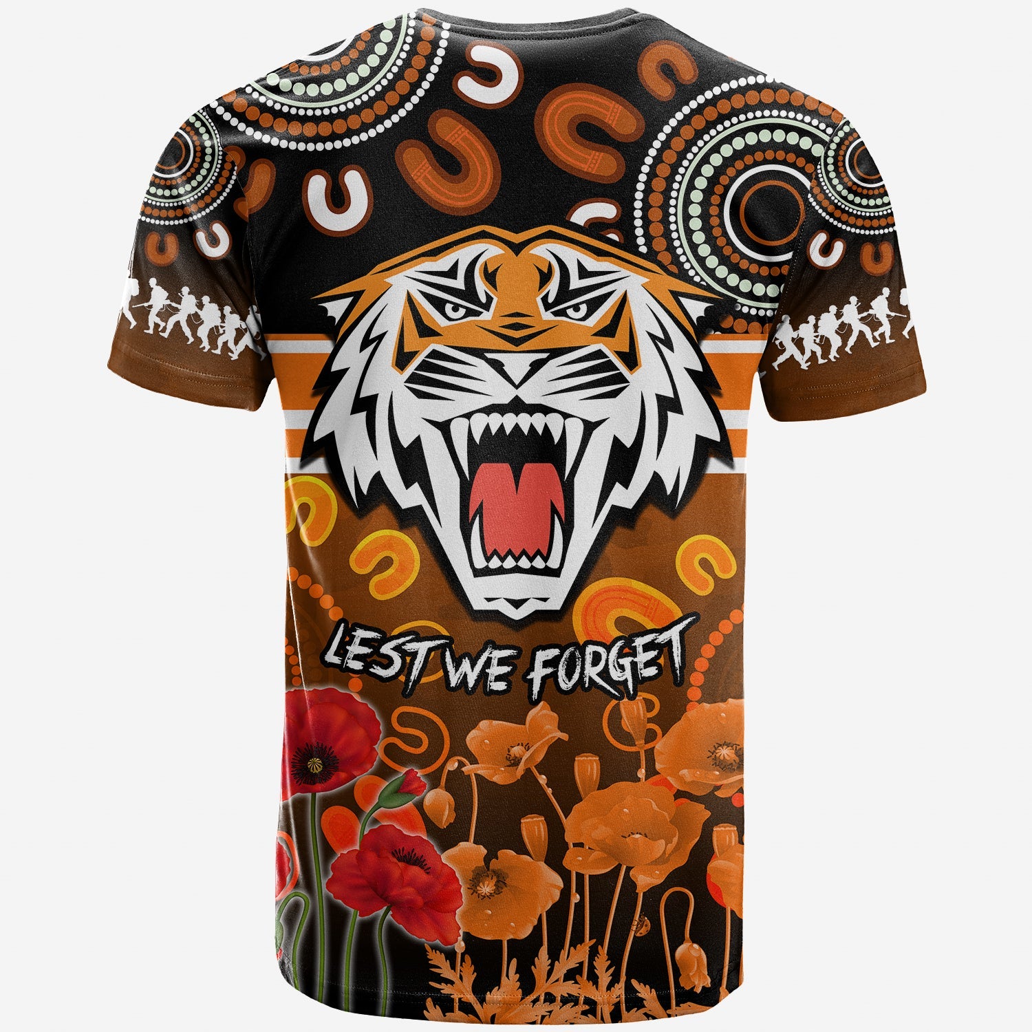 Wests Tigers ANZAC 2022 T shirt Aboriginal Lest We Forget - Vibe Hoodie Shop