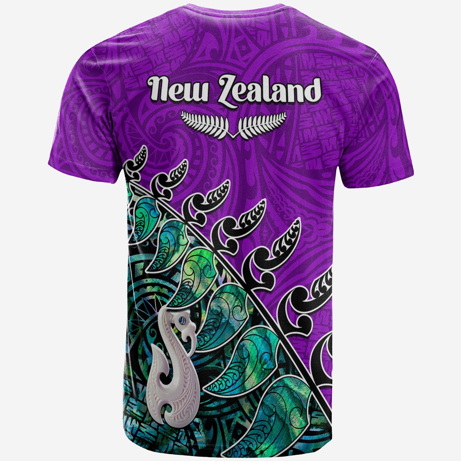 (Custom Personalised) New Zealand Maori T shirt Fern and Manaia Version Purple - Vibe Hoodie Shop