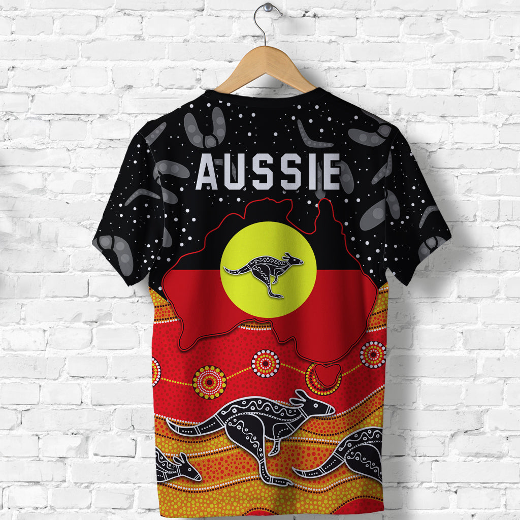 Aboriginal Flag T shirt Map Aussie - Vibe Hoodie Shop