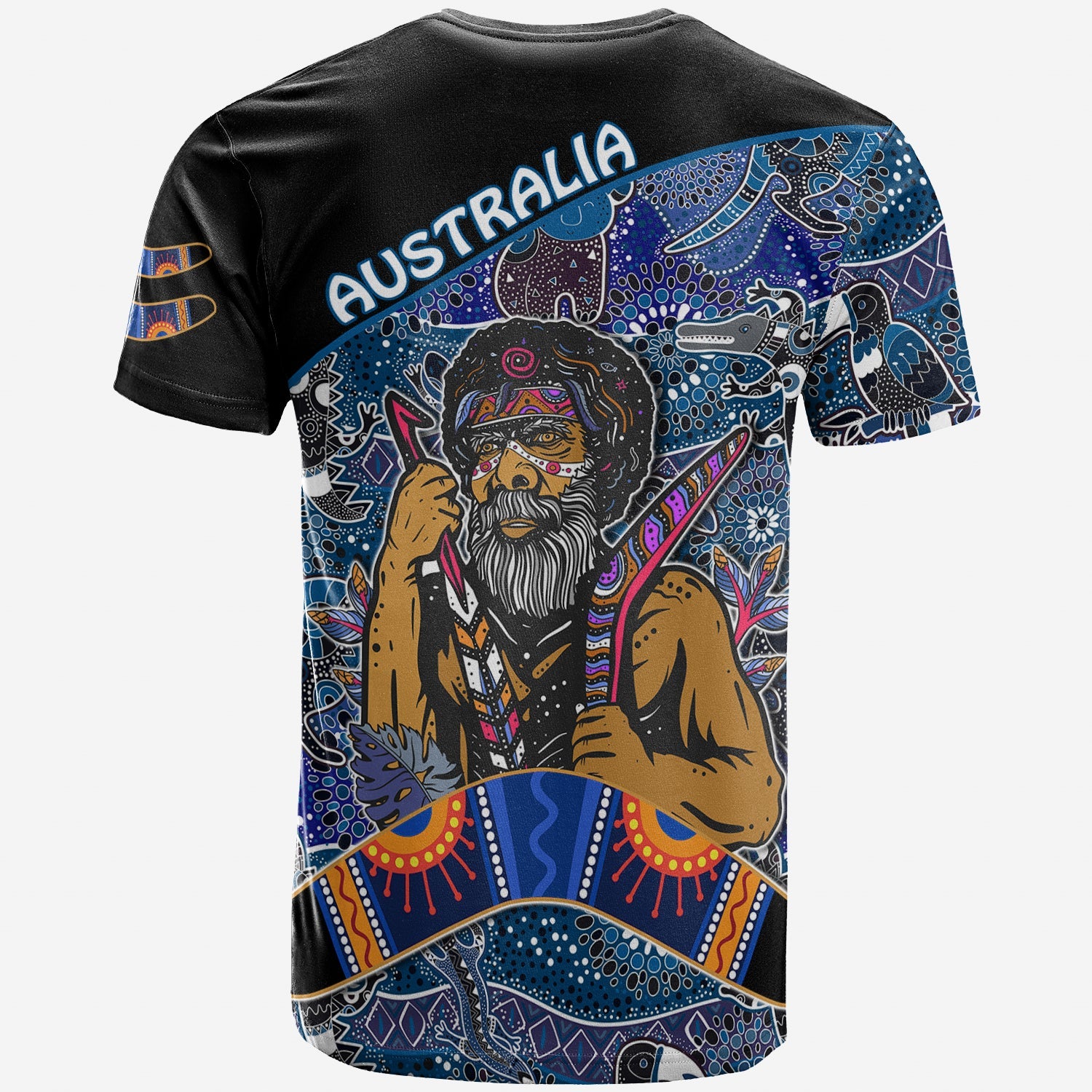 Australian Boomerang T shirt Indigenous Australia Blue Graceful - Vibe Hoodie Shop