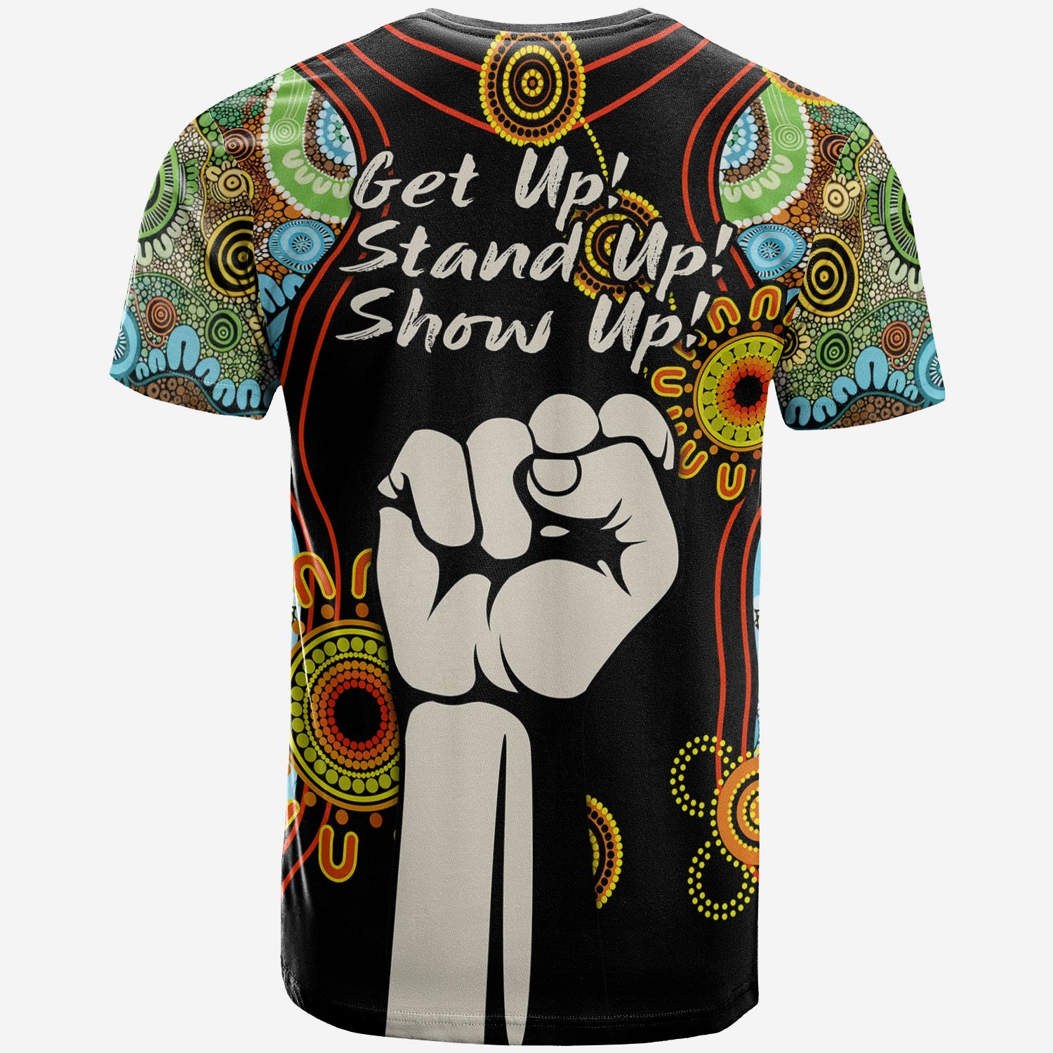 NAIDOC 2022 T shirt Proud History of Getting Up Standing Up and Showing Up - Vibe Hoodie Shop