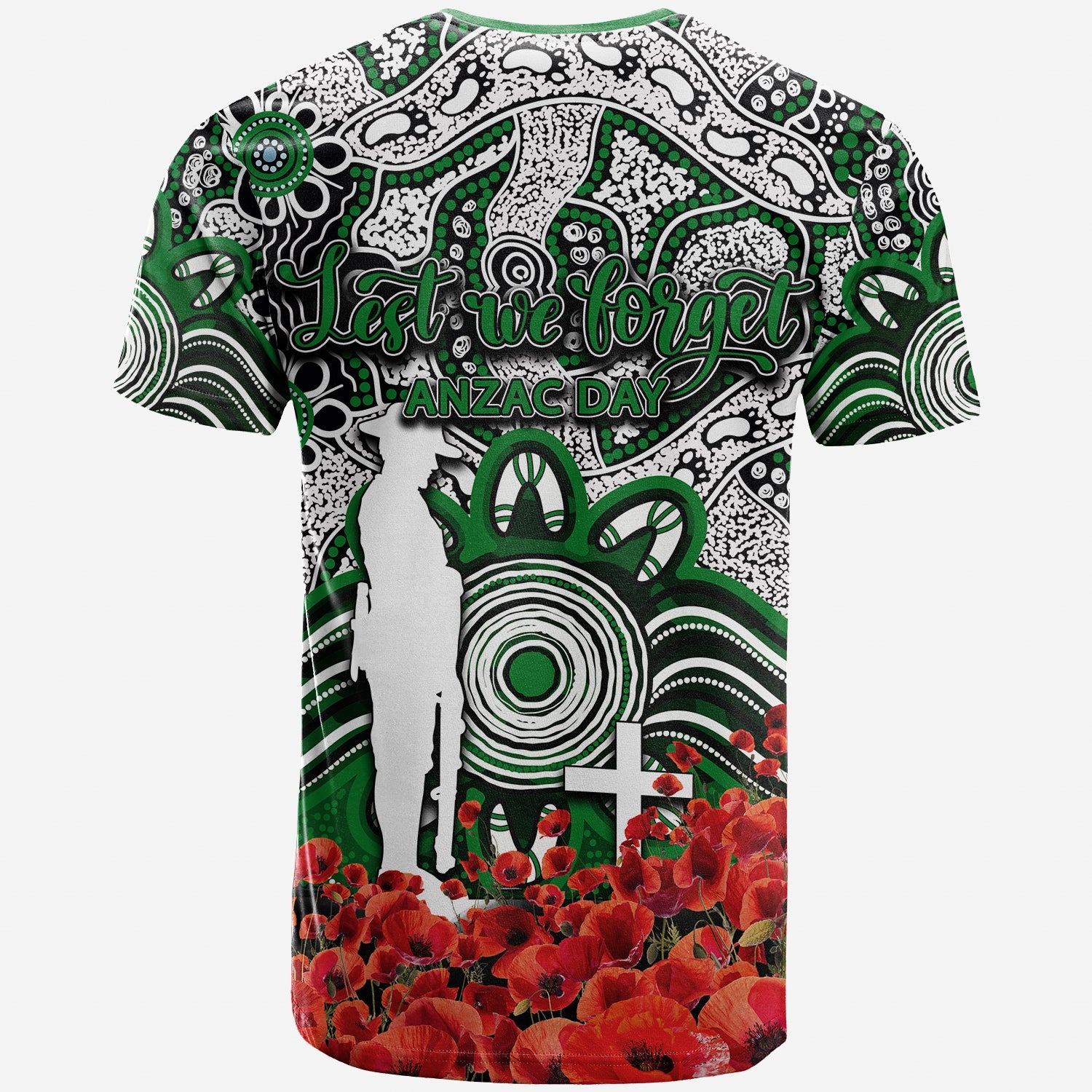Rabbitohs T shirt ANZAC Day Poppy Flowers With Aboriginal - Vibe Hoodie Shop